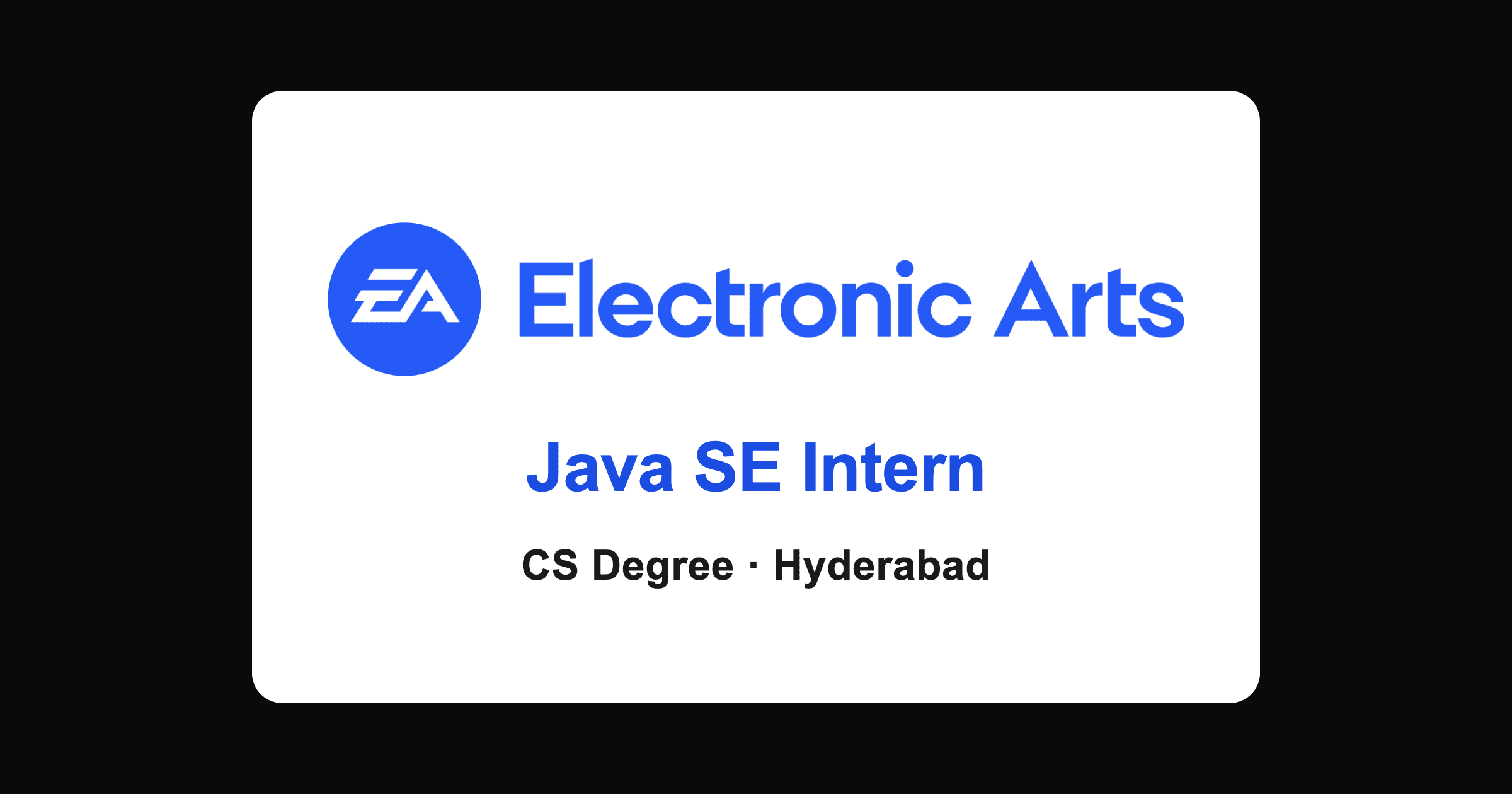 EA Java software engineer internship 2026 in Hyderabad