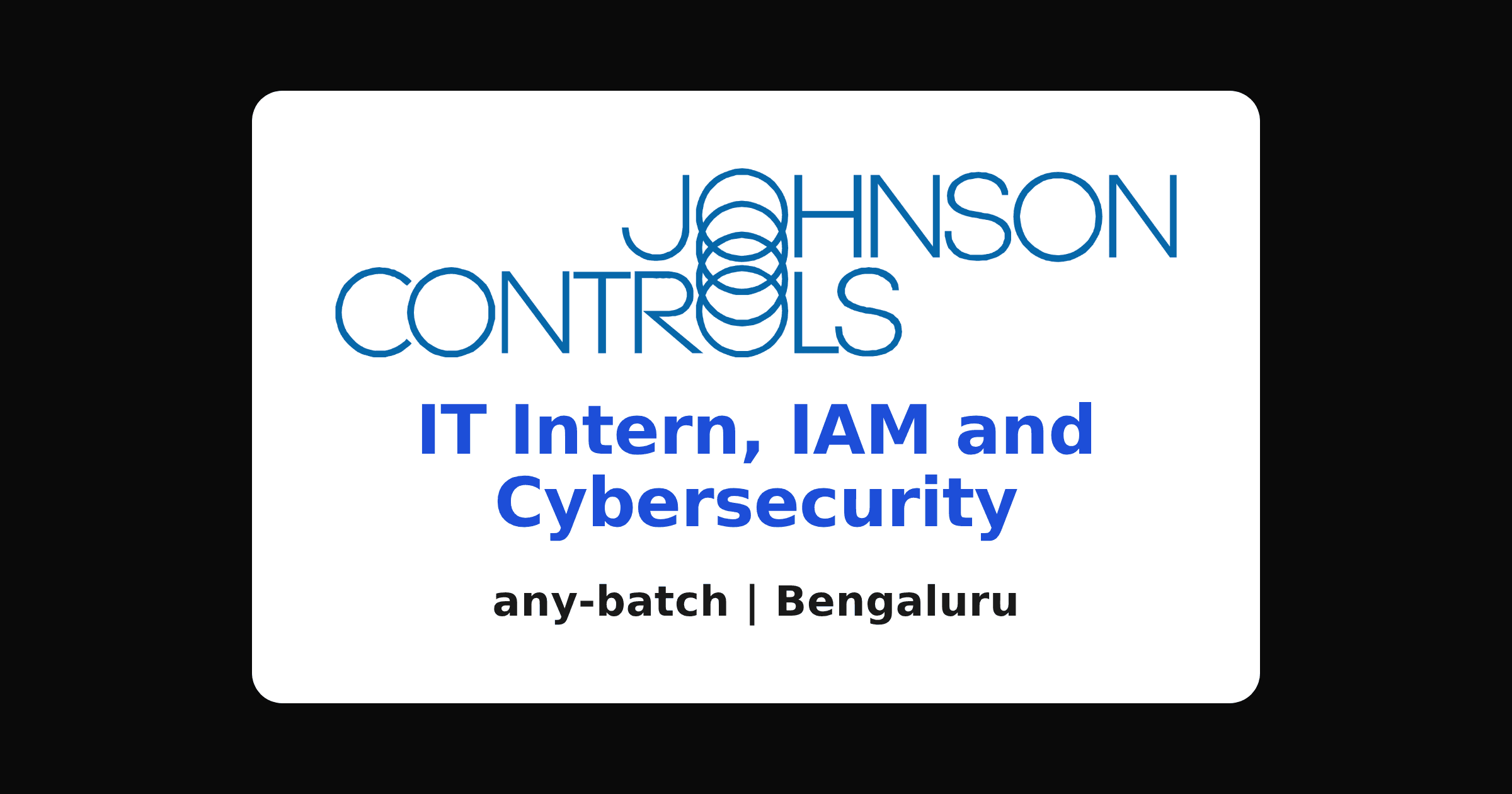 Johnson Controls internship 2026: IT and cybersecurity, Bengaluru