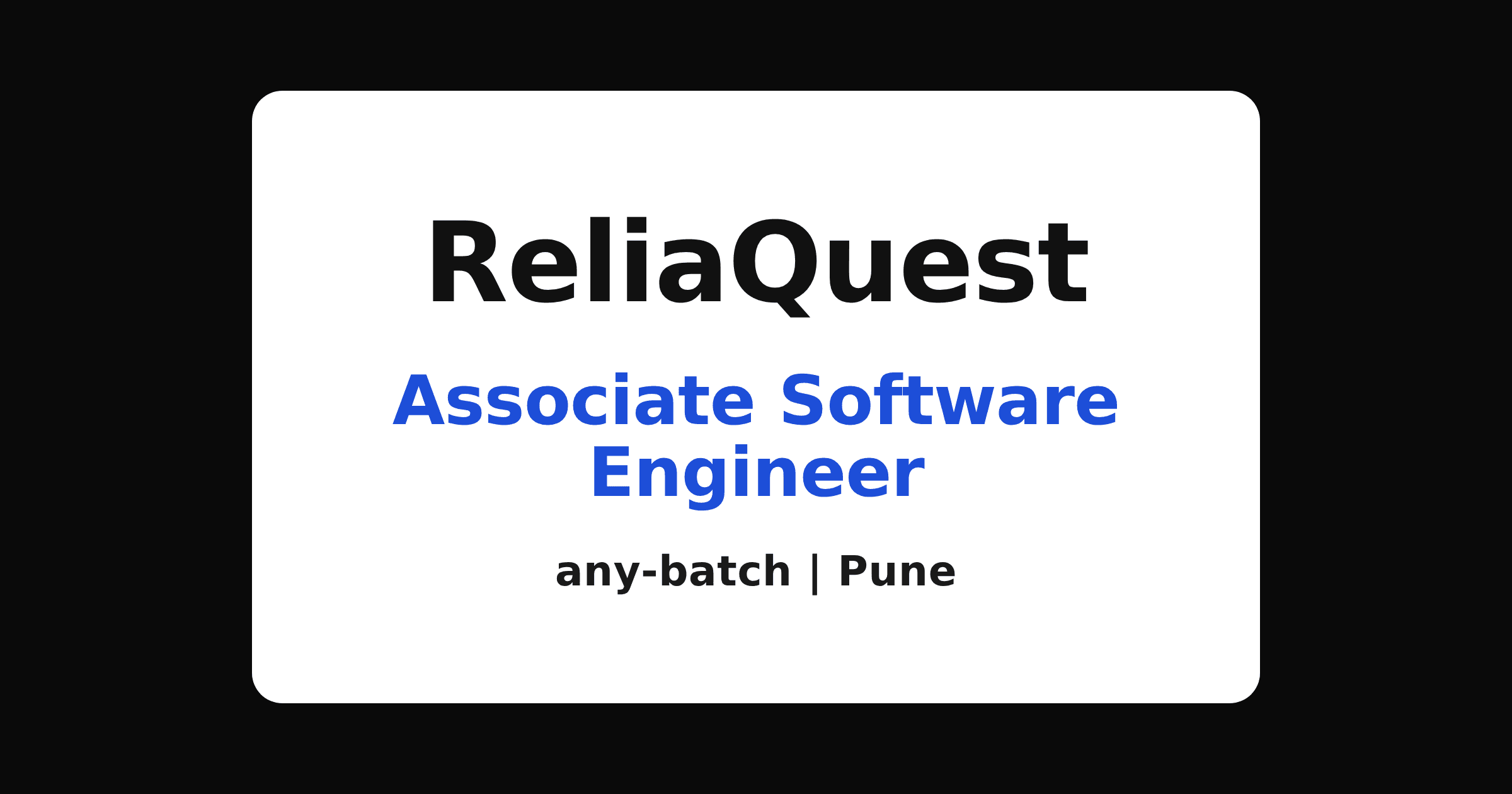 ReliaQuest associate software engineer 2026: freshers, Pune