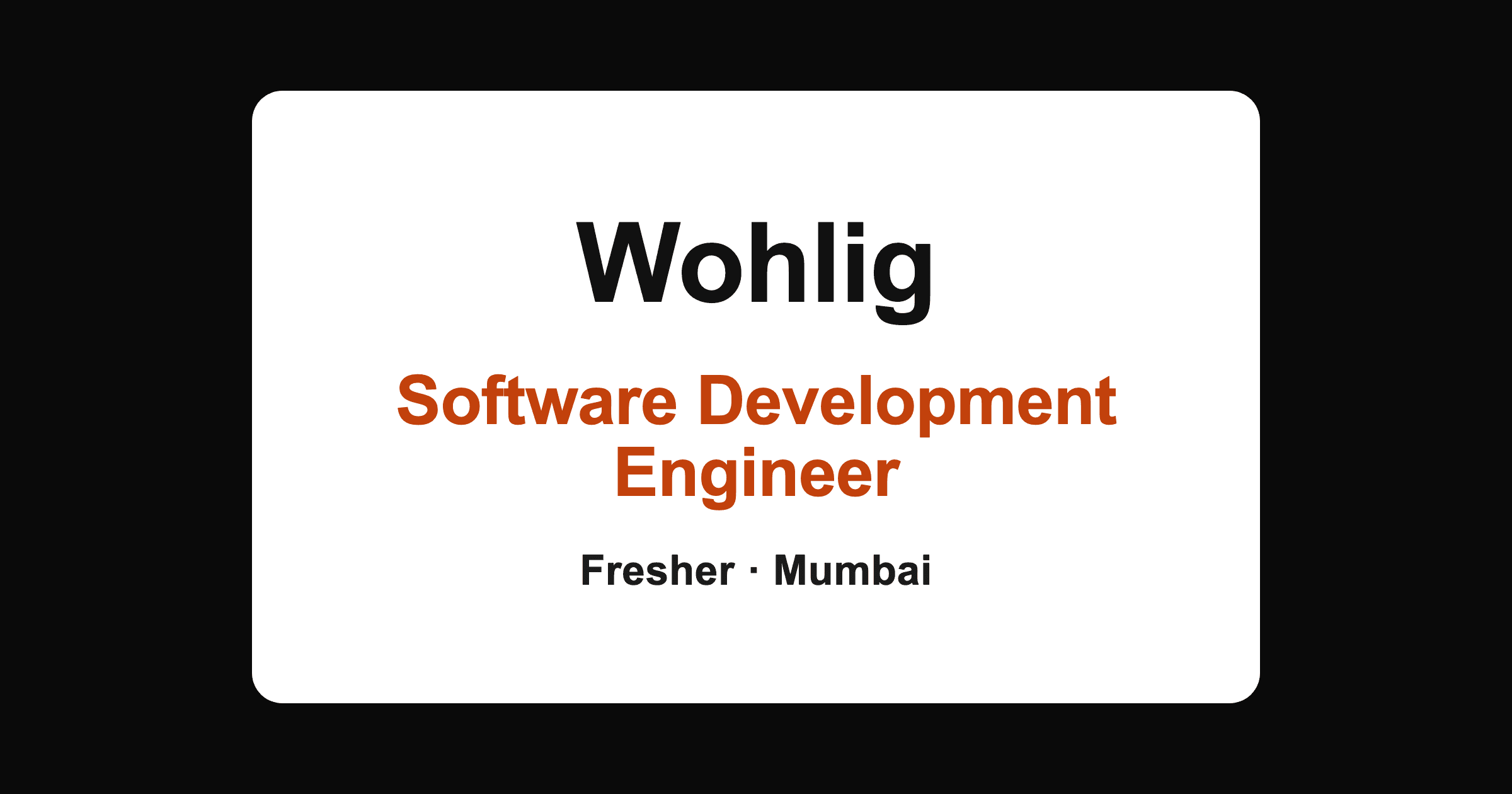 Wohlig Software Engineer Fresher Hiring 2026 in Mumbai