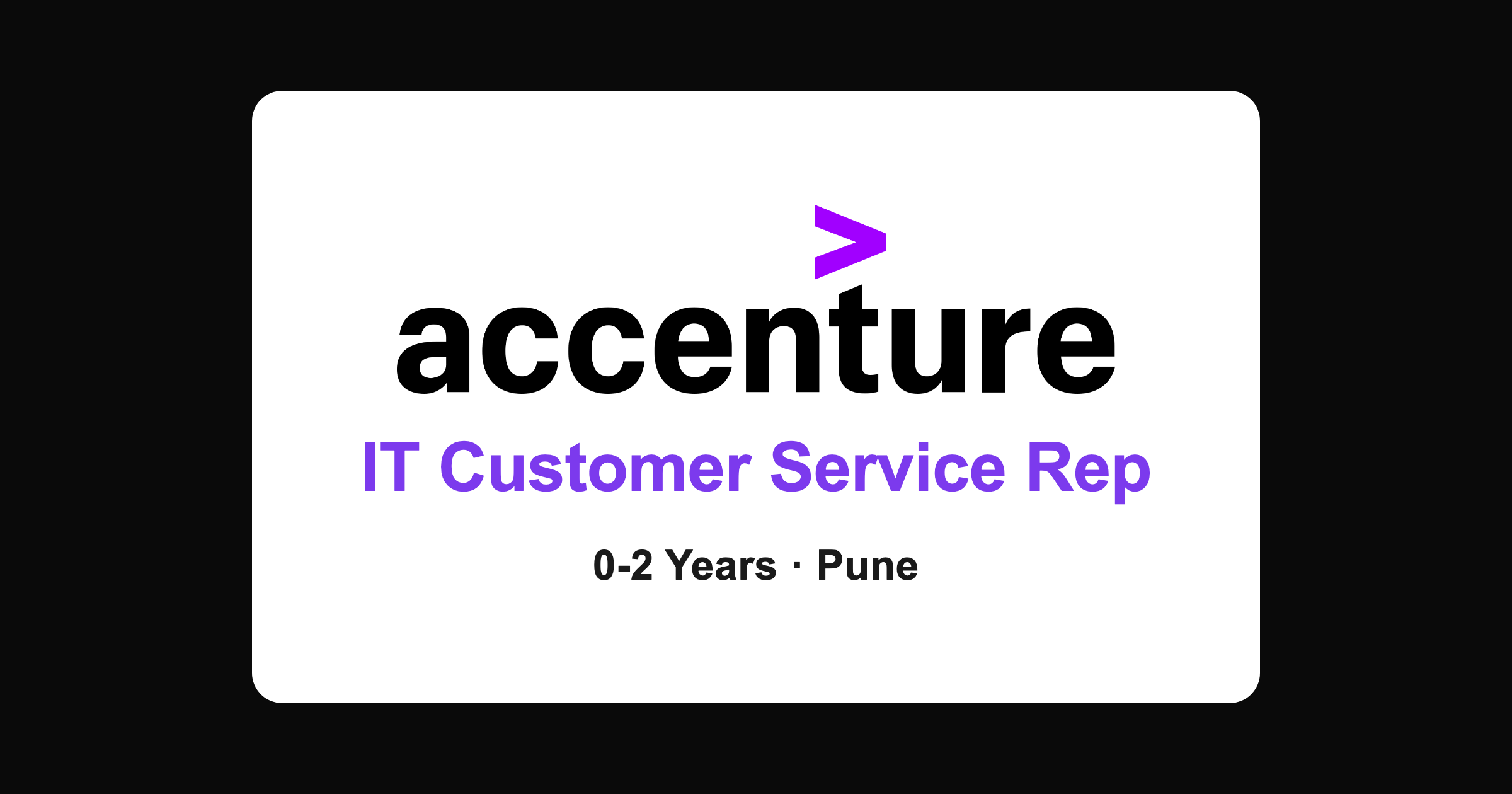 Accenture IT support recruitment 2026: freshers, Pune