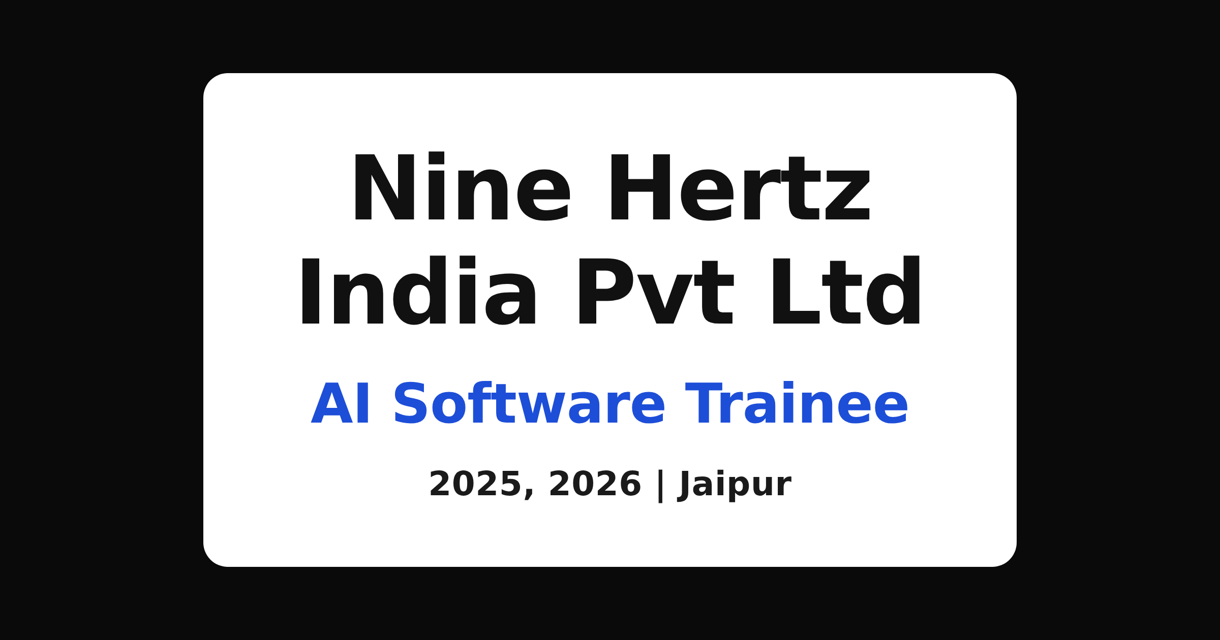 Nine Hertz AI software trainee job 2026 for freshers in Jaipur