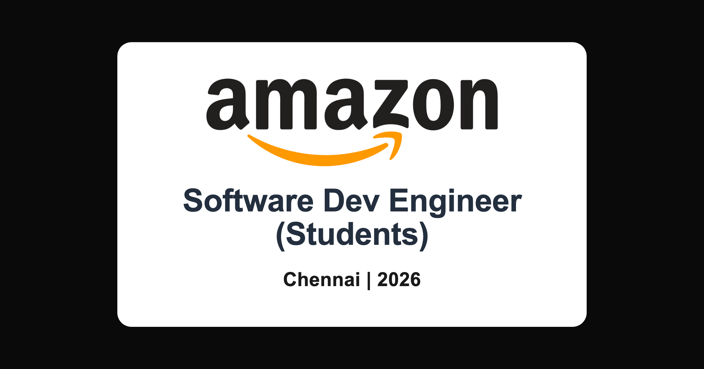 Amazon software dev engineer temp 2026, Chennai (students)