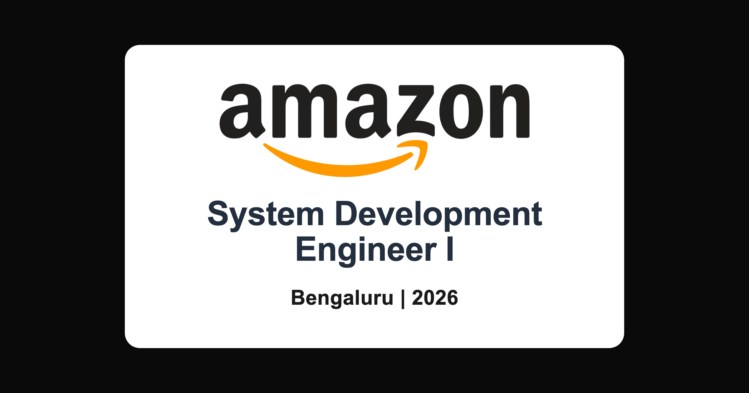 Amazon system development engineer I 2026, Bengaluru