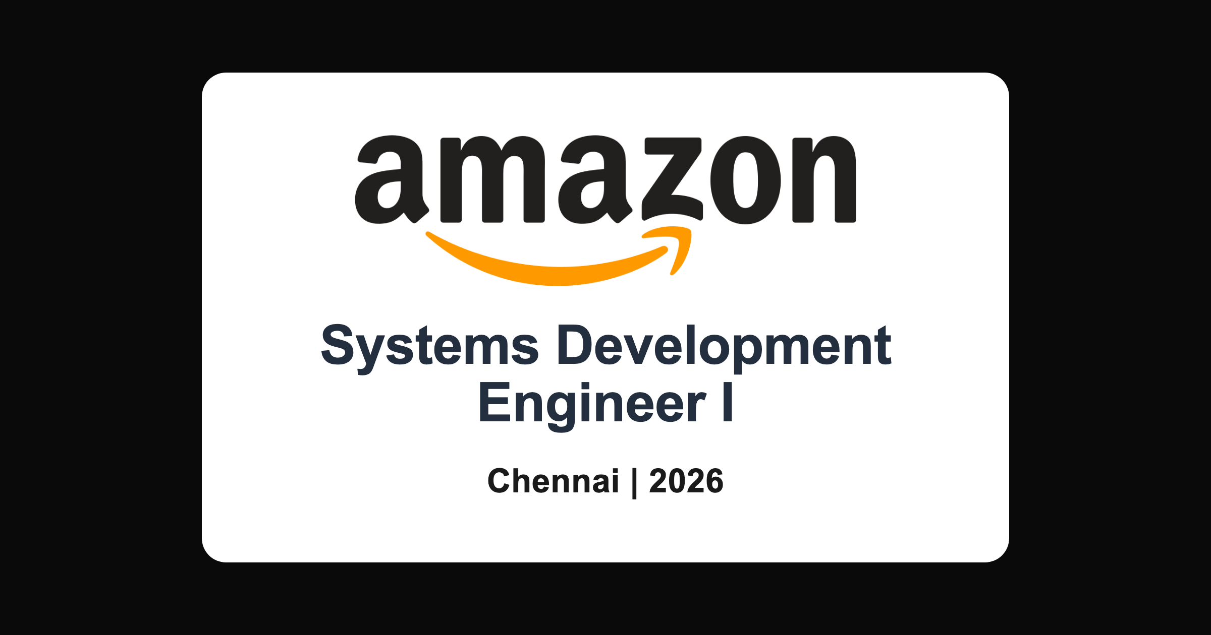 Amazon systems development engineer I 2026, Chennai