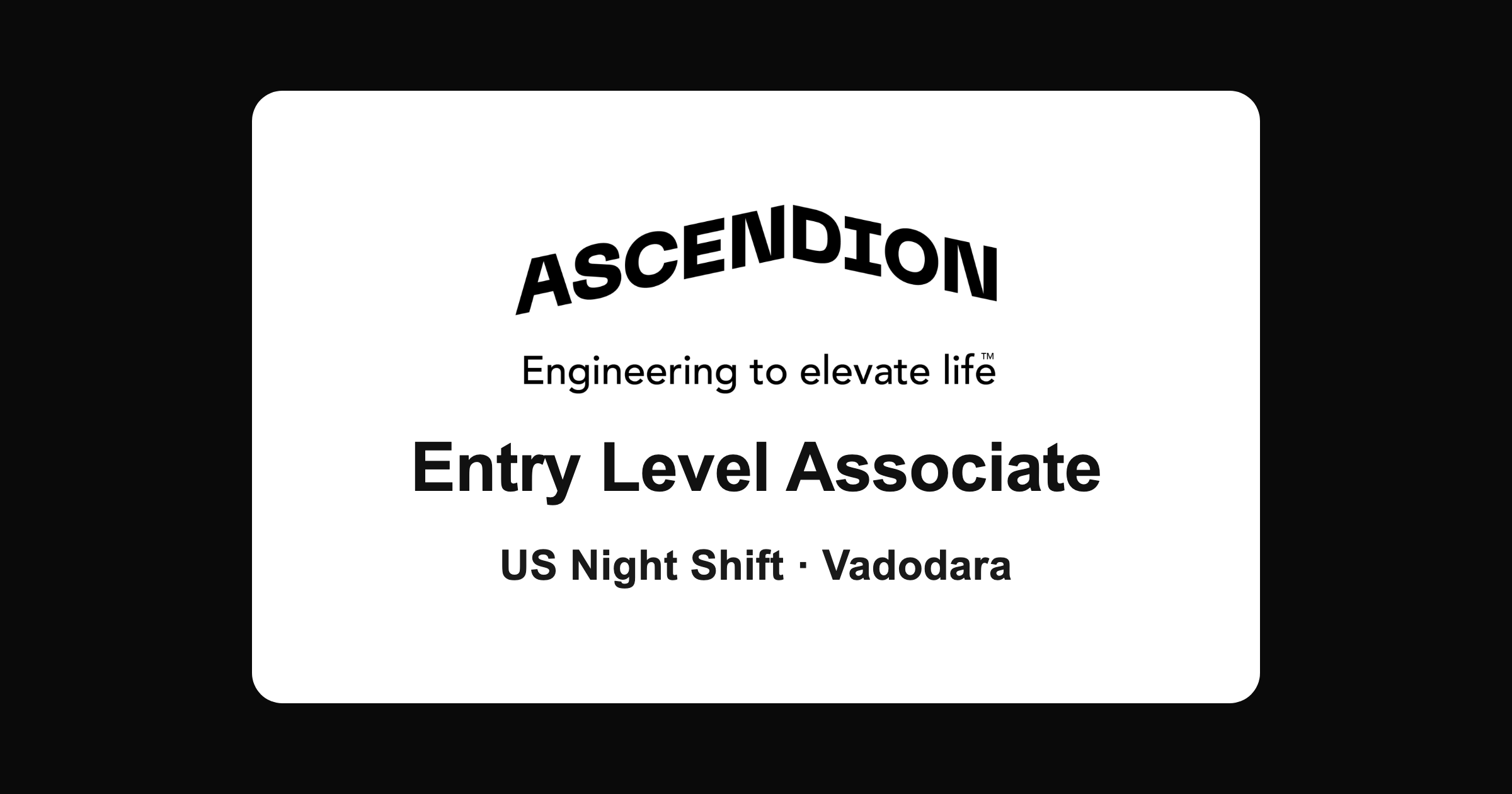 Ascendion entry level associate hiring 2026, Vadodara night shift