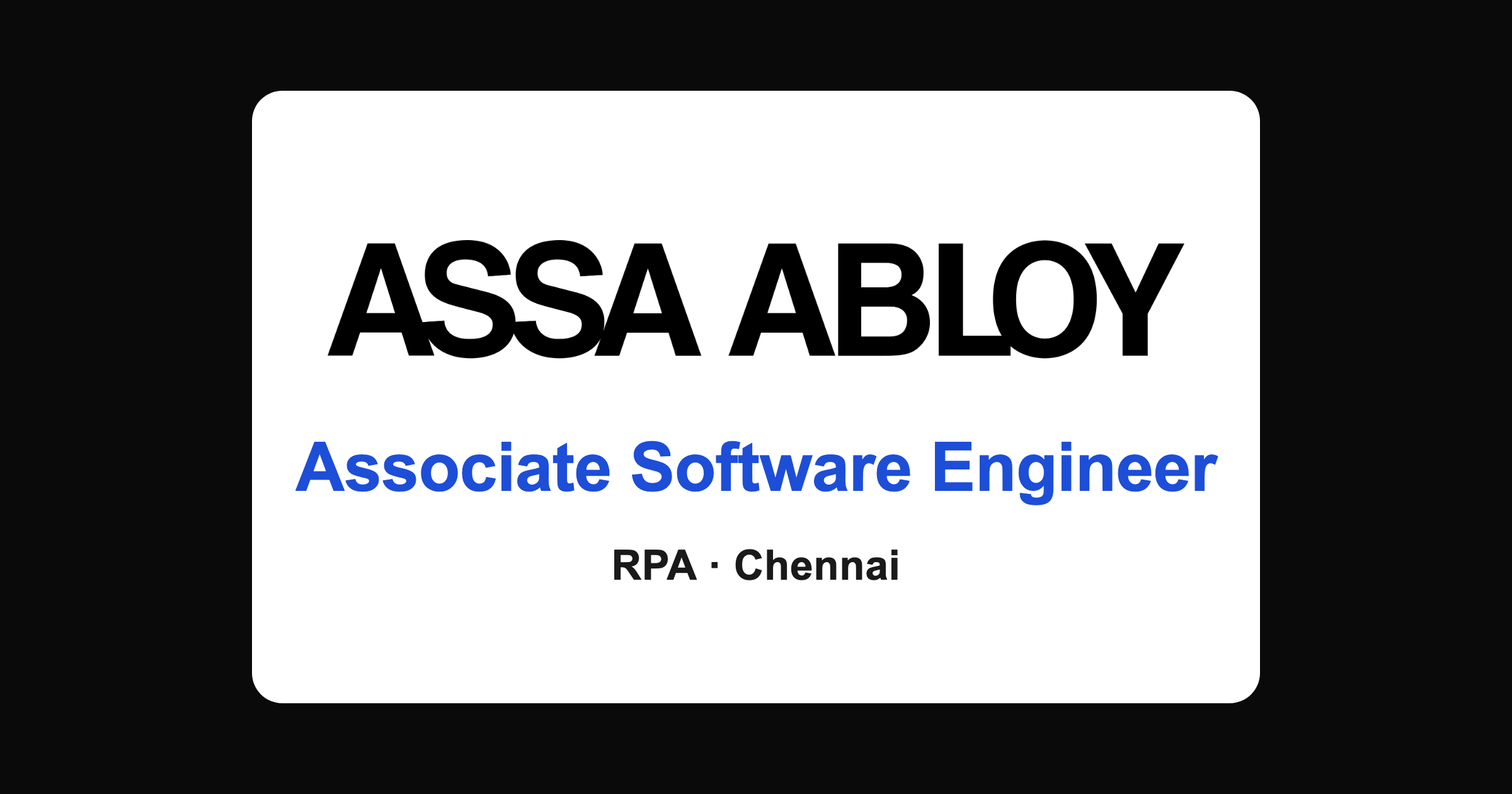ASSA ABLOY Software Engineer RPA Hiring in Chennai