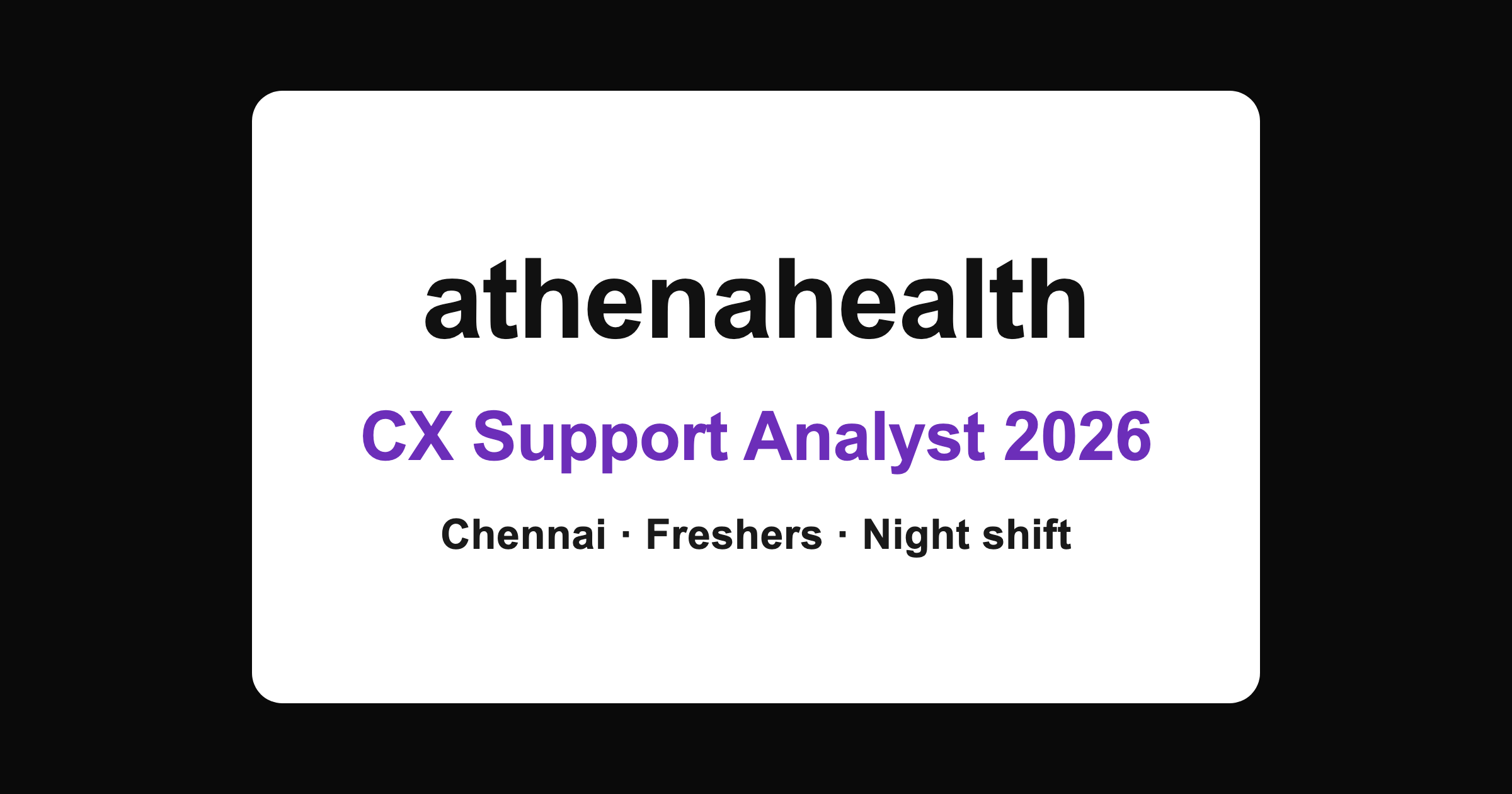 athenahealth CX Support Analyst 2026 freshers hiring in Chennai