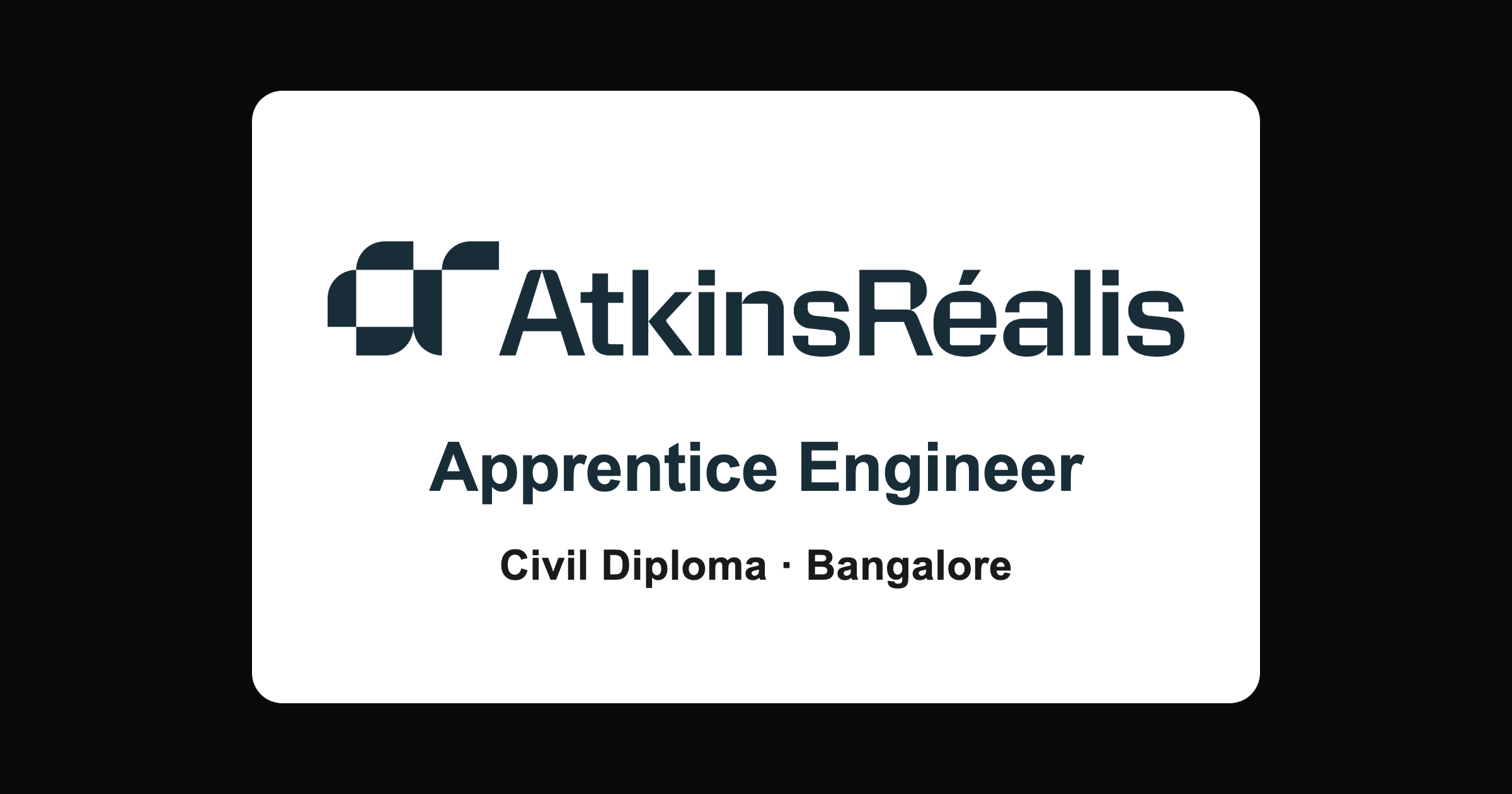 AtkinsRealis Apprentice 2026: Civil Diploma Job in Bangalore