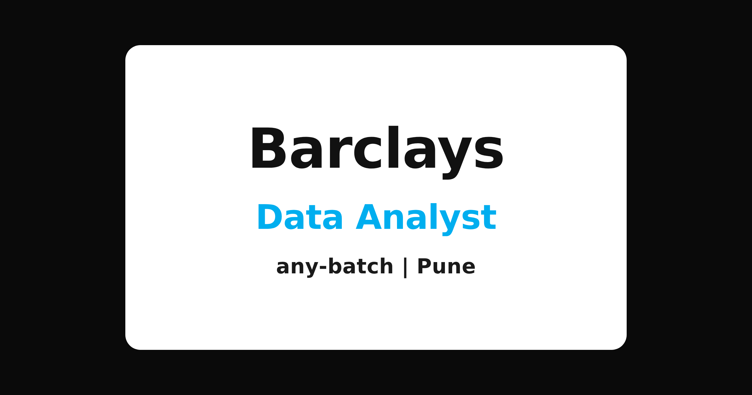 Barclays data analyst hiring 2026 in Pune