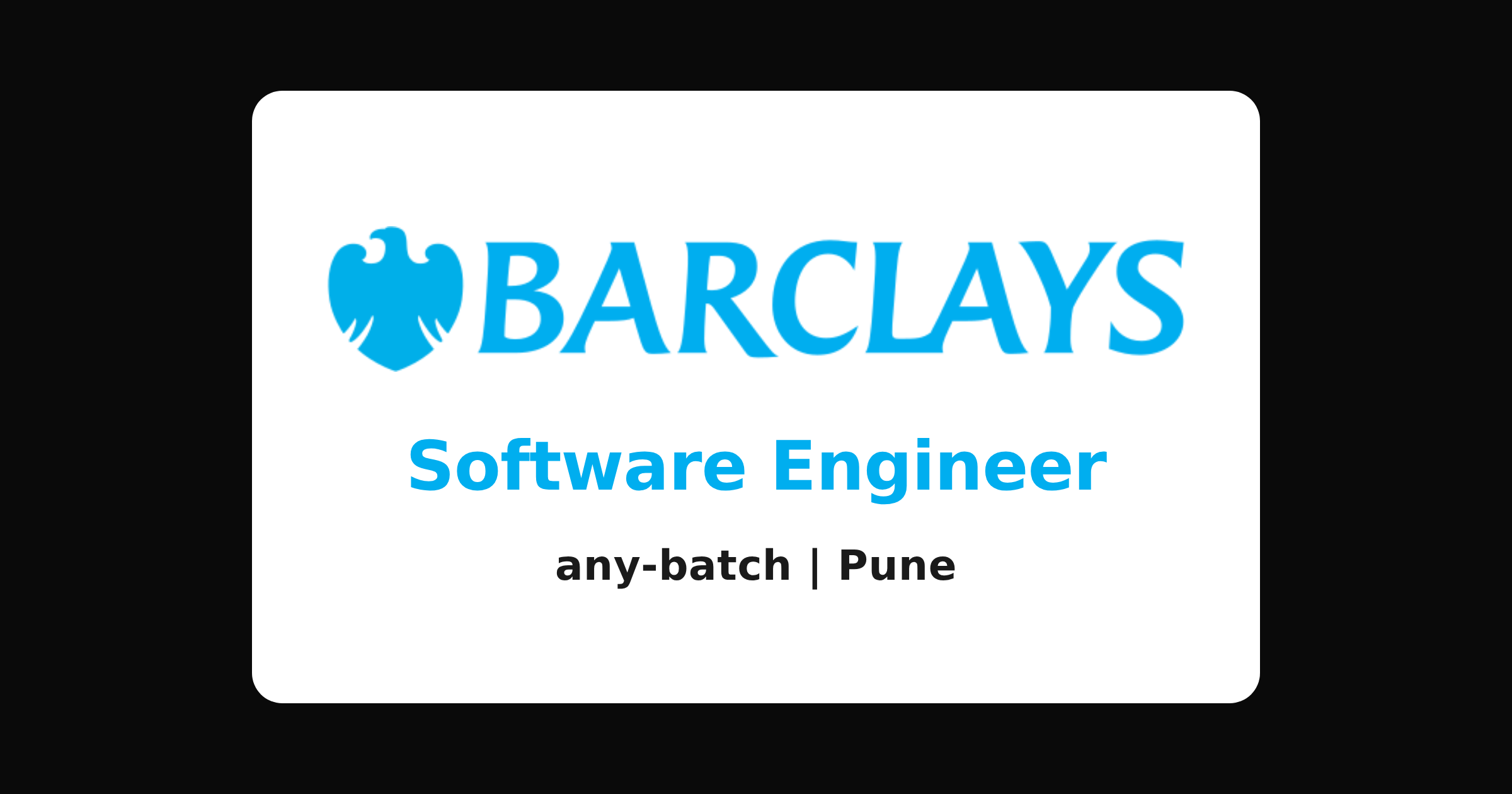 Barclays Software Engineer Hiring 2026 | ClassicJobs Barclays Software Engineer 2026 off-campus hiring banner for freshers in Pune, apply via ClassicJobs