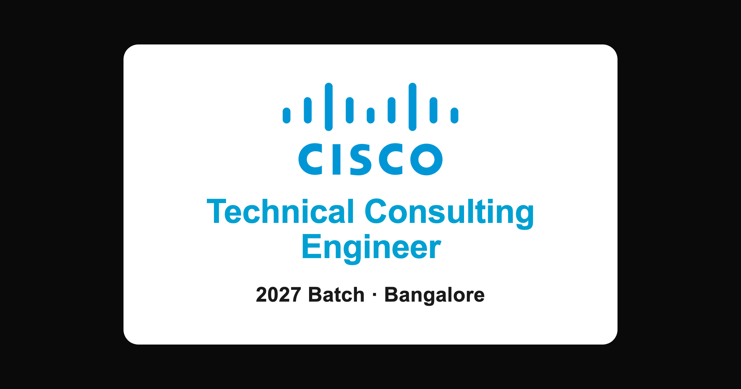 Cisco Technical Consulting Engineer Job in Bangalore for 2027 Graduates