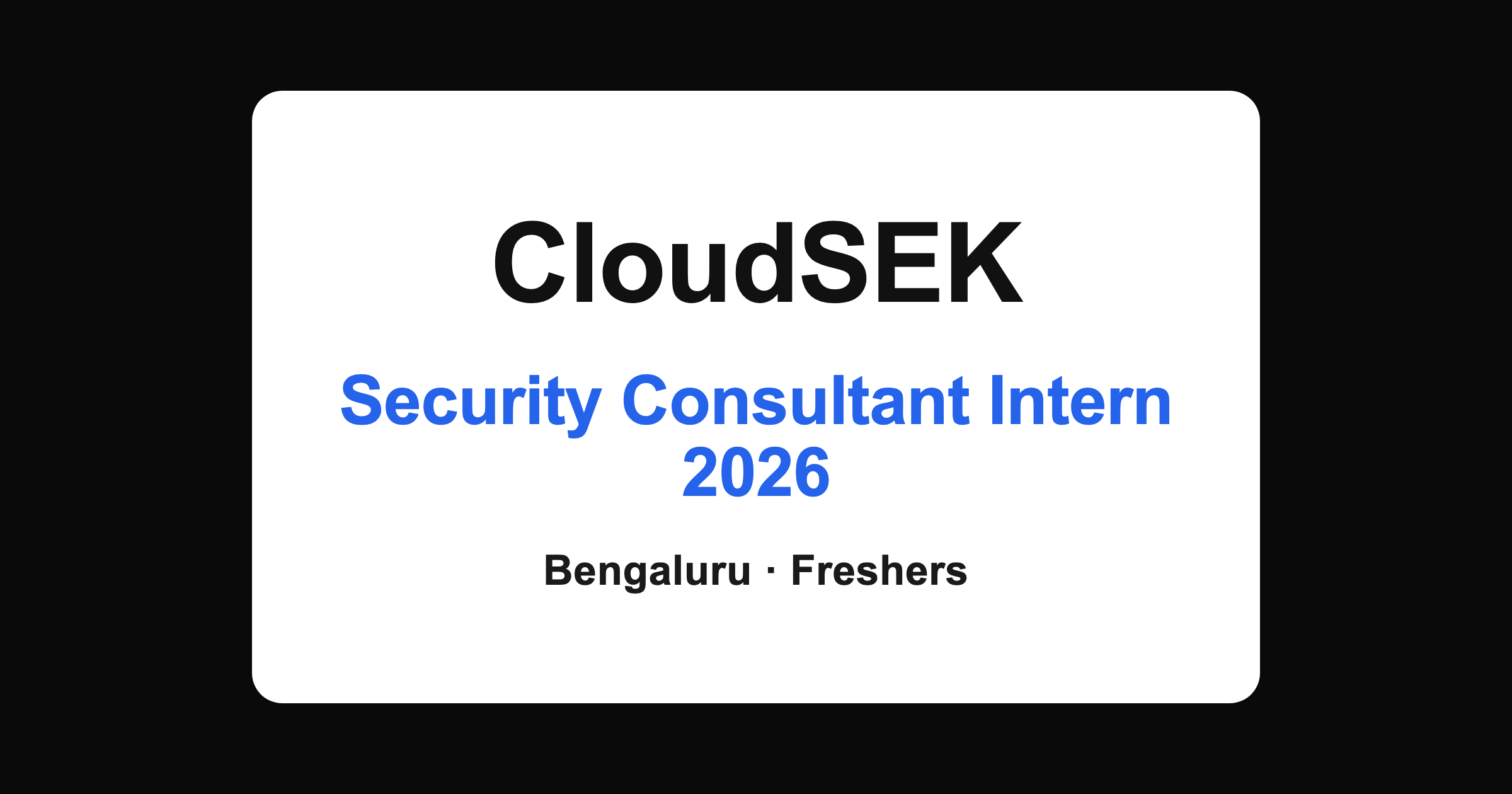 CloudSEK Security Consultant Intern 2026 hiring in Bengaluru