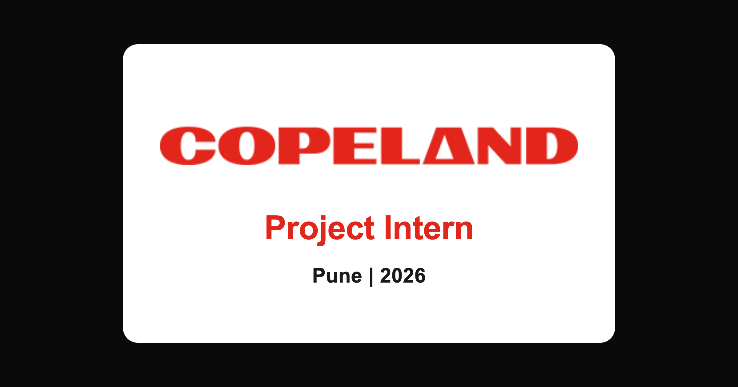 Copeland project intern hiring 2026, Pune students and freshers