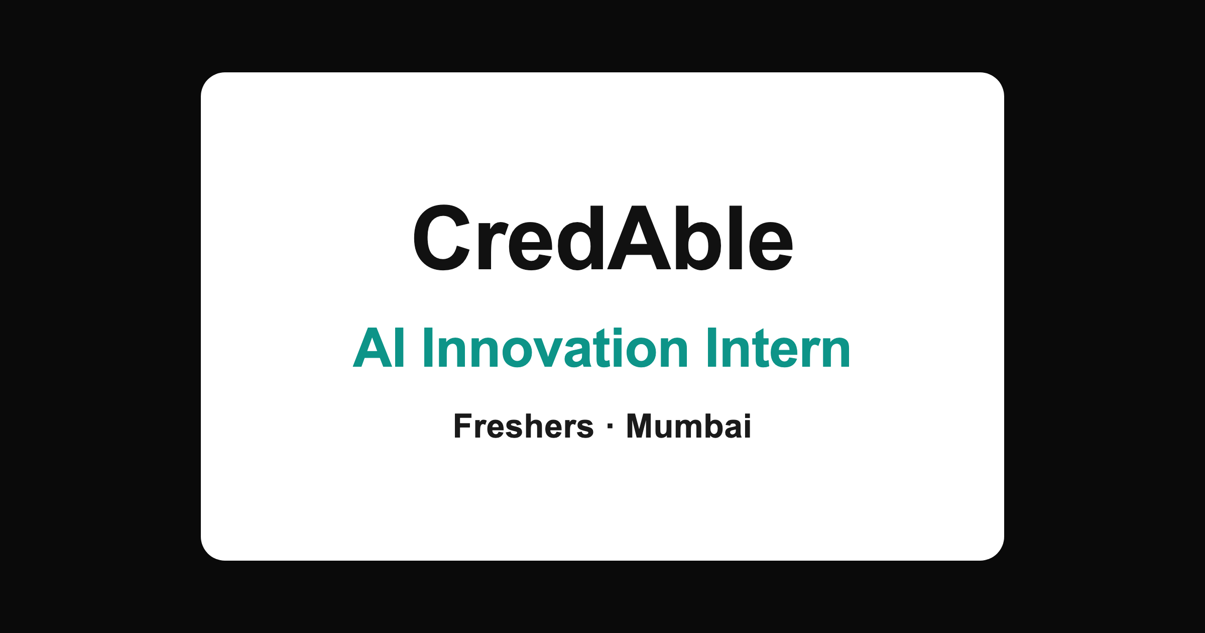 CredAble Internship 2026: AI Innovation Intern in Mumbai