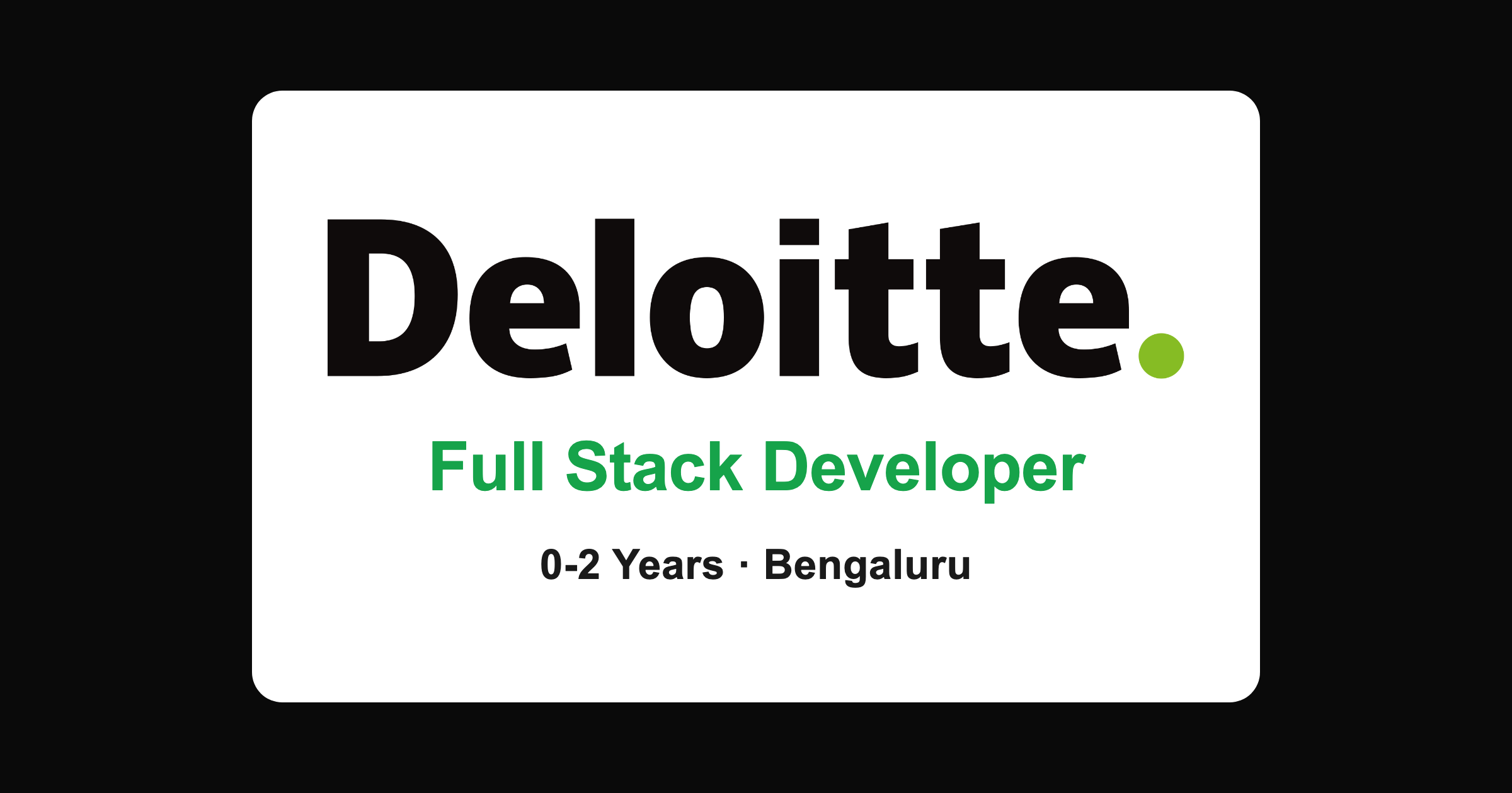 Deloitte full stack developer hiring 2026: freshers, Bengaluru