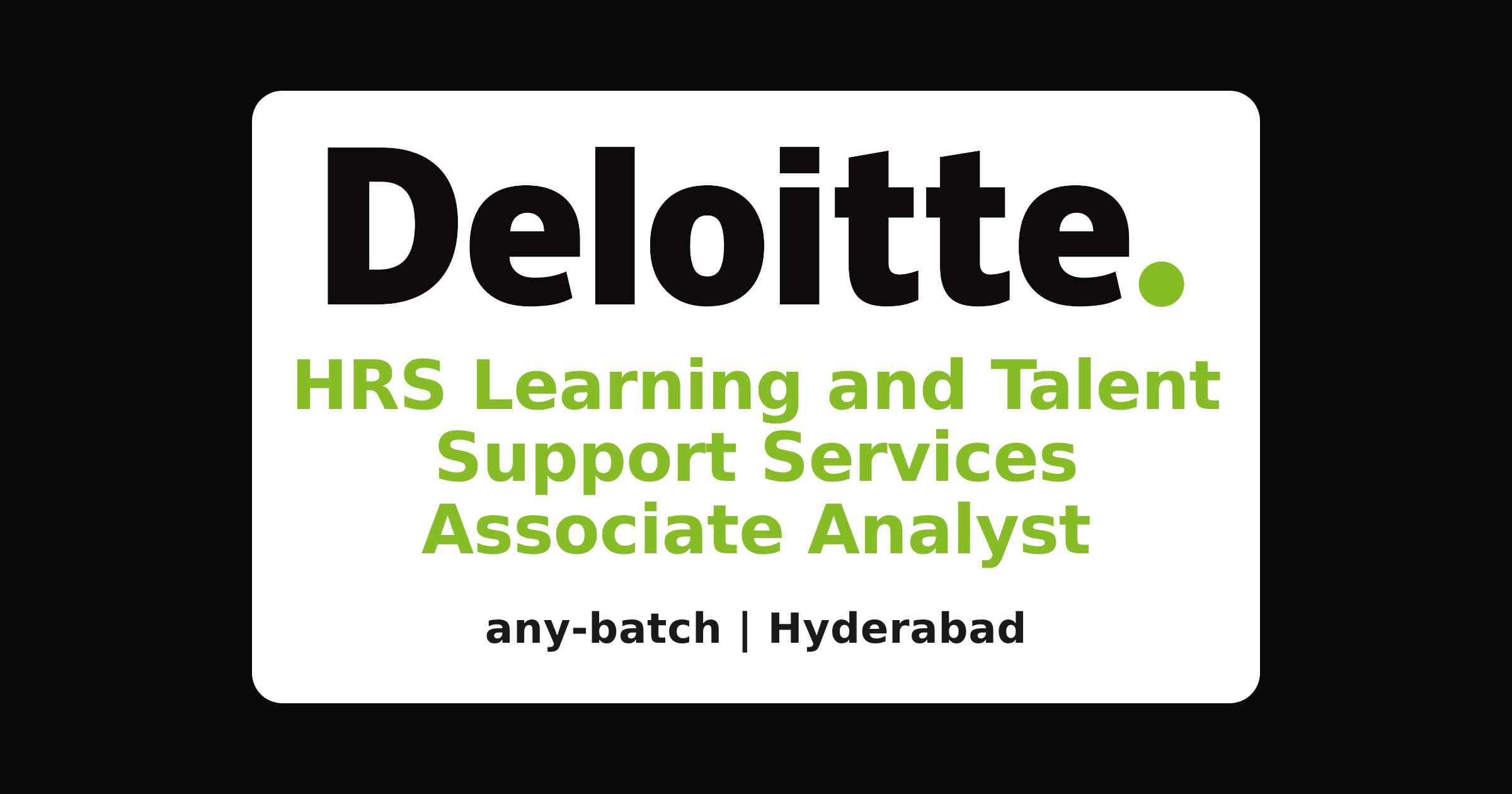 Deloitte hiring 2026: learning support analyst in Hyderabad
