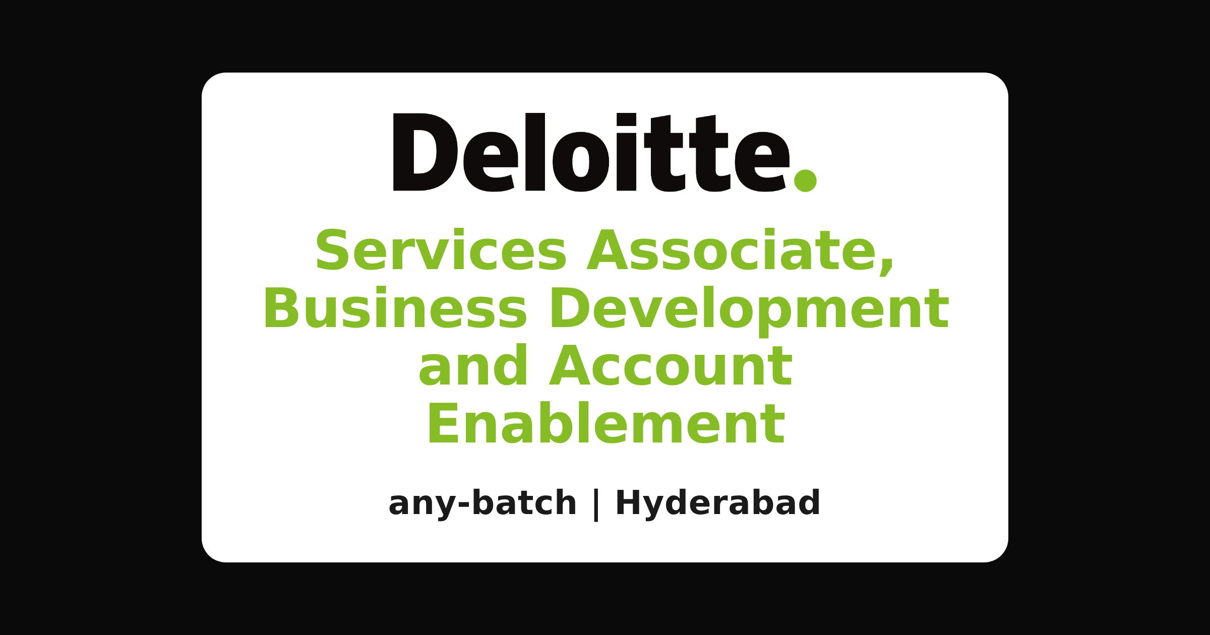 Deloitte recruitment 2026: services associate in Hyderabad