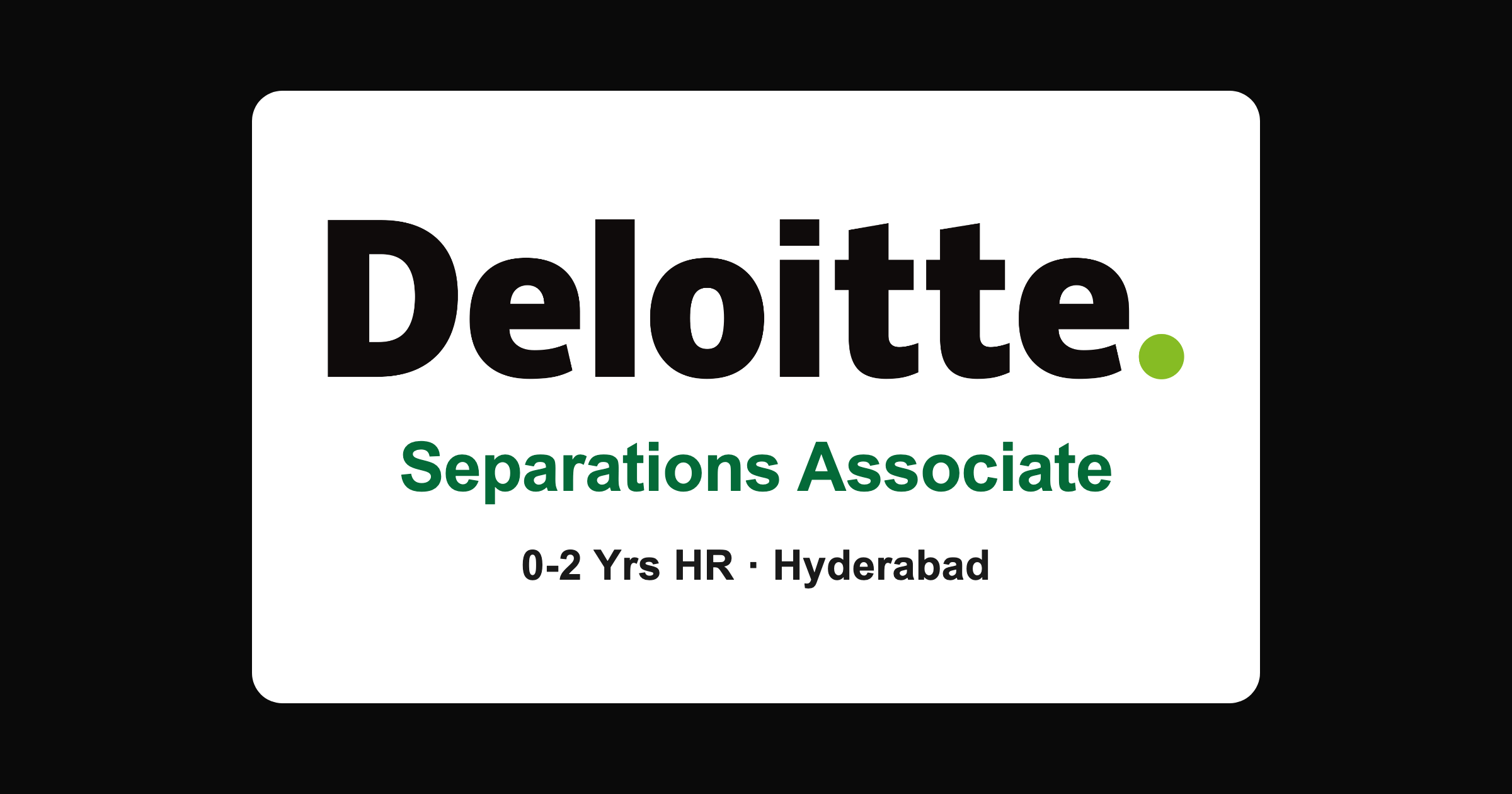 Deloitte separations associate hiring 2026, Hyderabad night shift