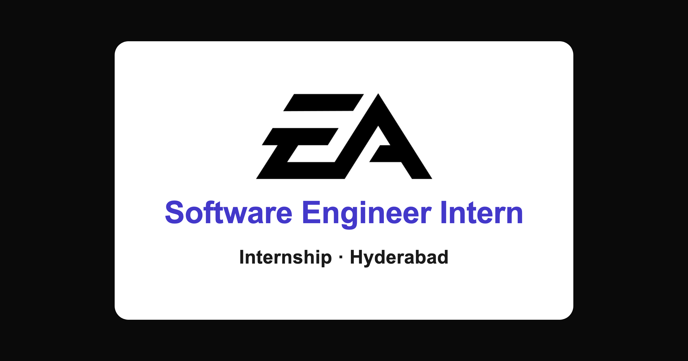 EA Software Engineer Intern 2026 Hiring in Hyderabad