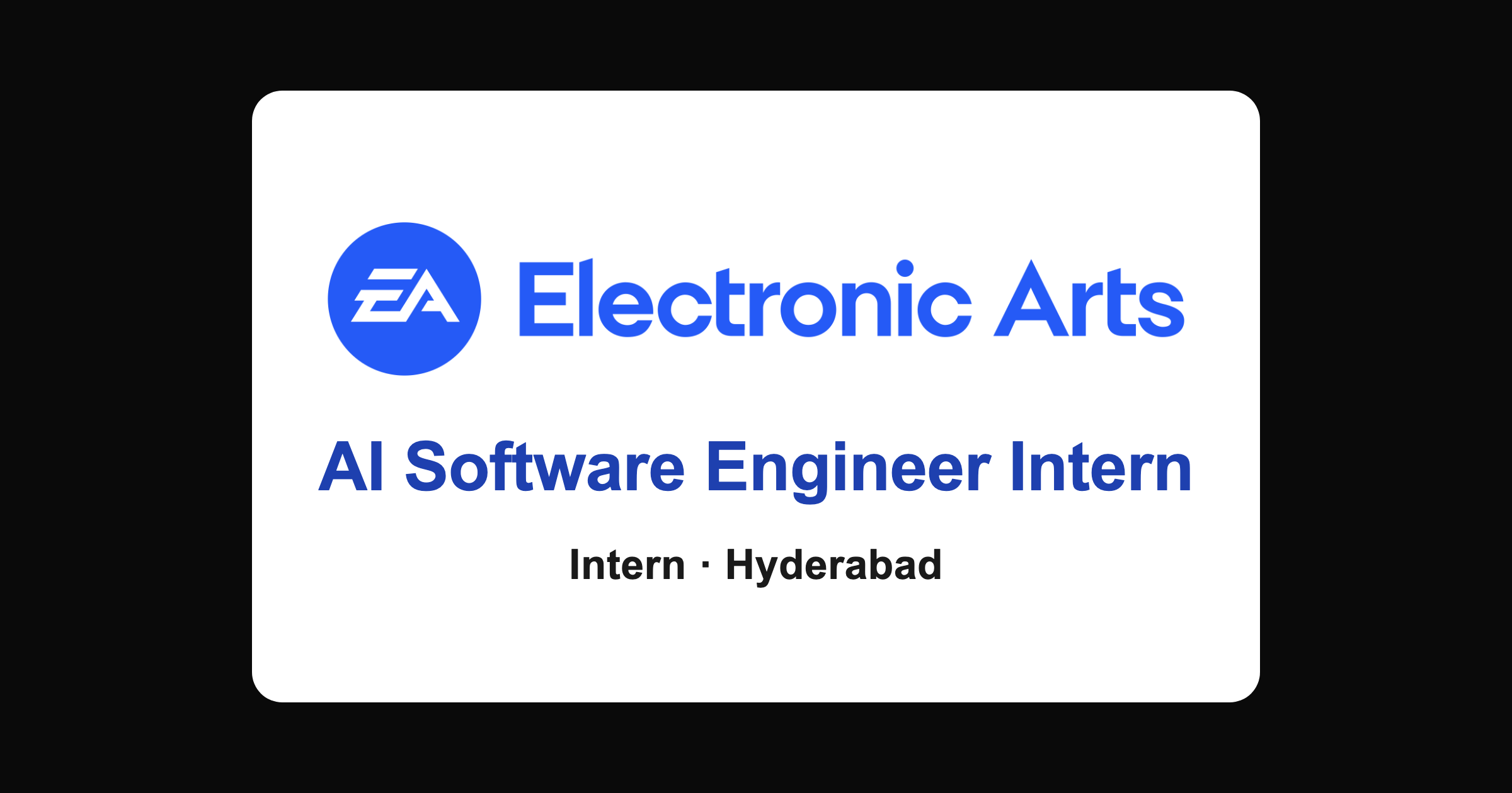 Electronic Arts internship 2026: AI software engineer, Hyderabad