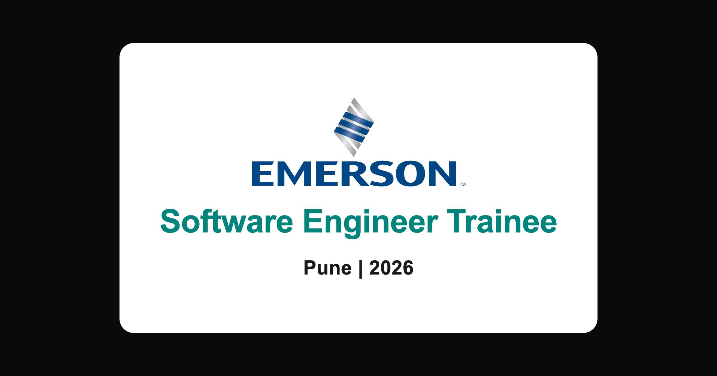 Emerson software engineer trainee hiring 2026, Pune freshers