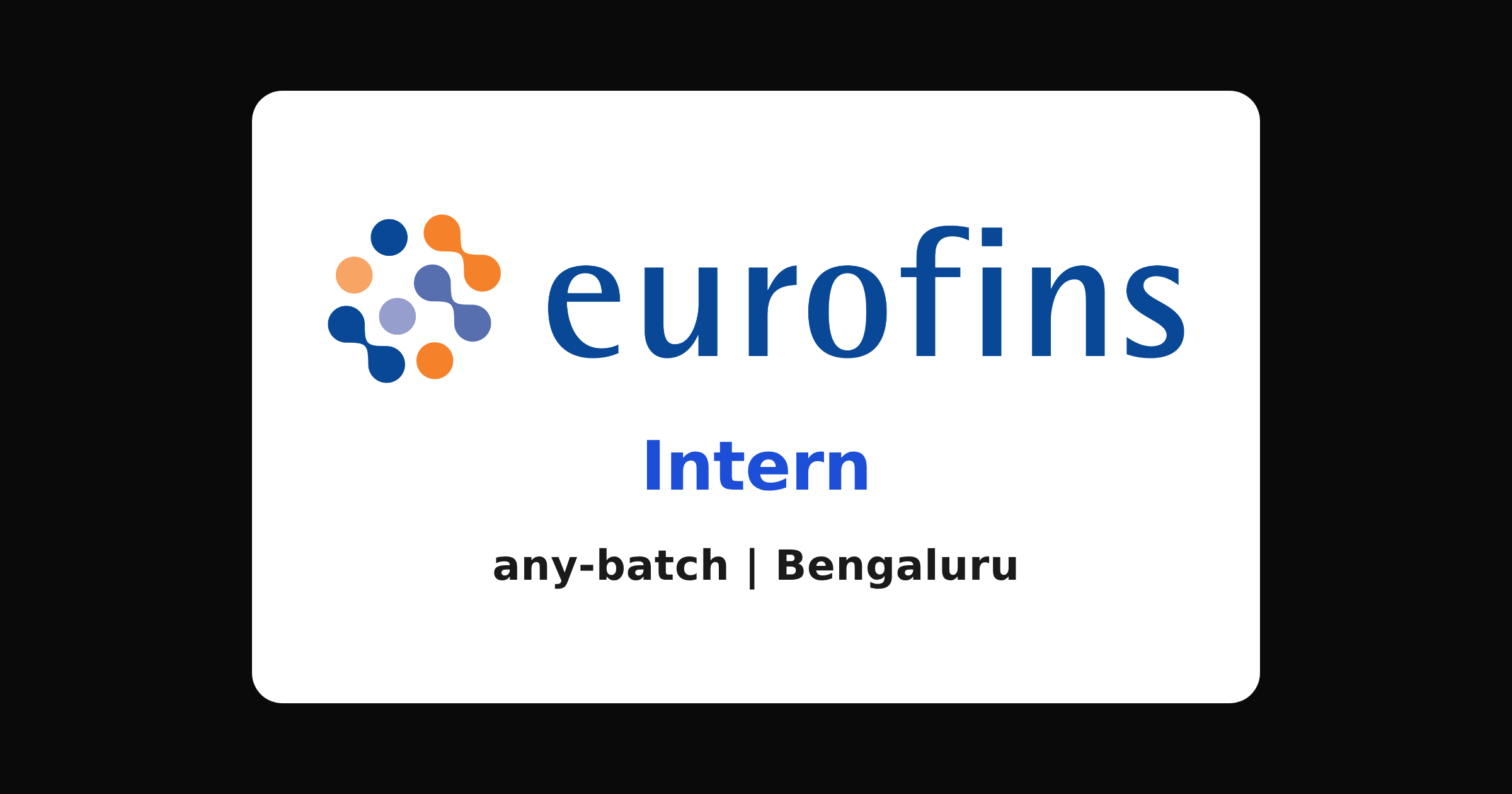 Eurofins internship 2026 in Bengaluru for engineering graduates
