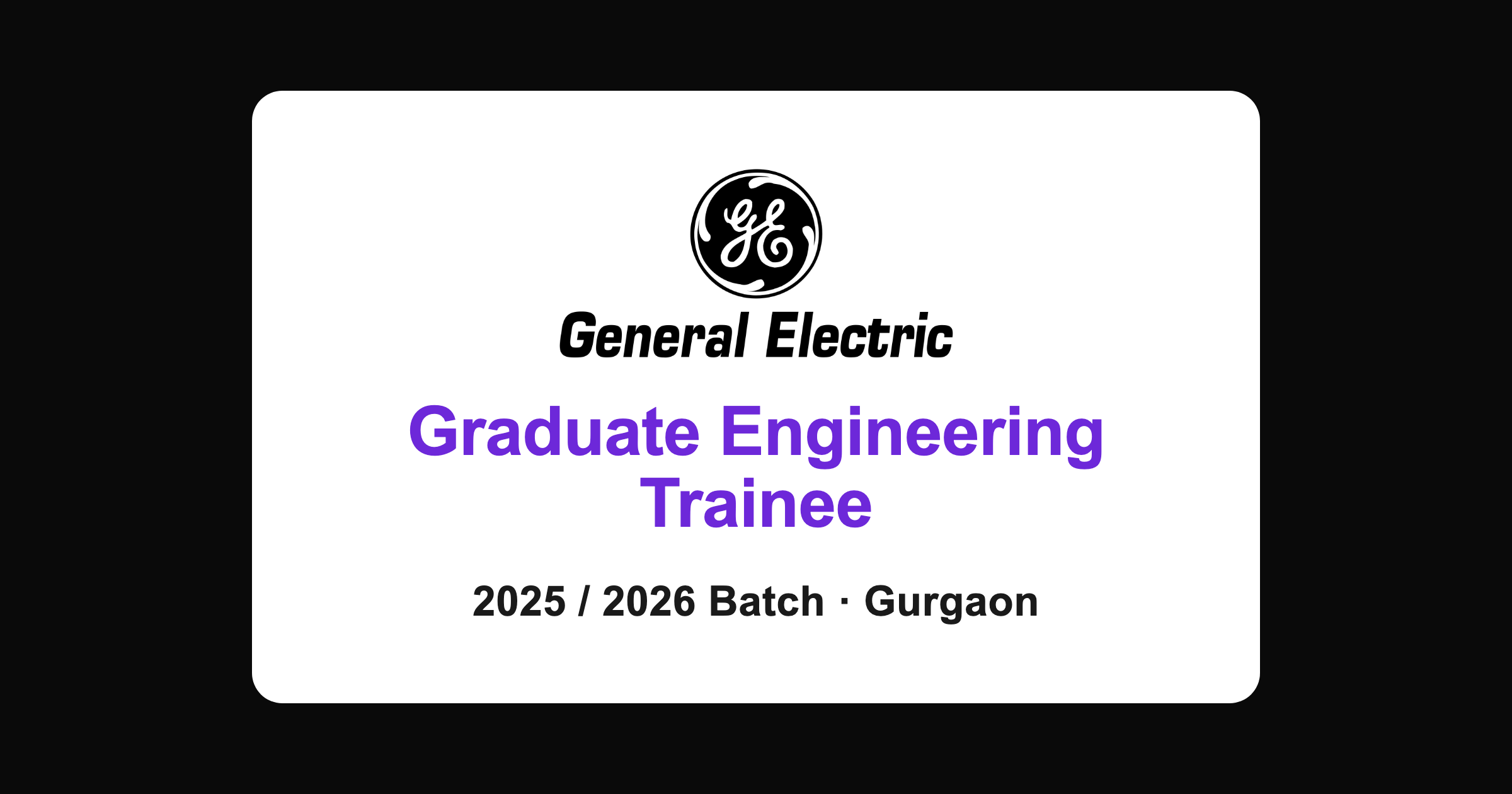 GE Healthcare Graduate Engineering Trainee 2026, Gurgaon (EEE / ECE Freshers)