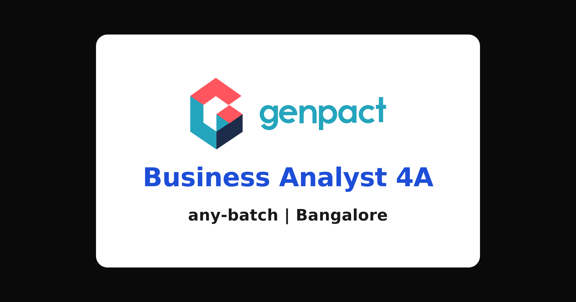 Genpact Business Analyst 4A Hiring 2026 | ClassicJobs Genpact Business Analyst 4A 2026 off-campus hiring banner for freshers in Bangalore, apply via ClassicJobs