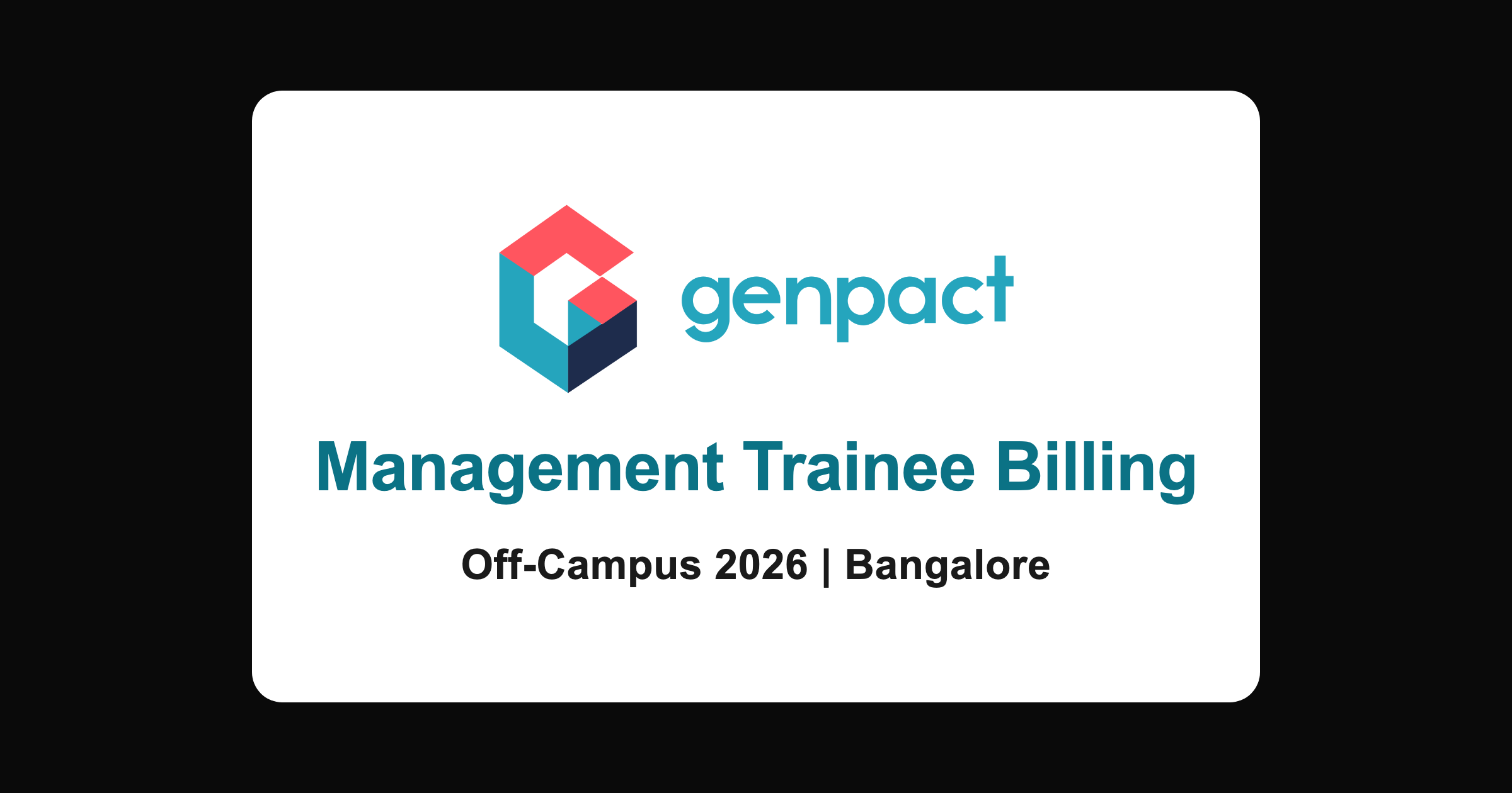 Genpact Management Trainee Billing Recruitment 2026, Bangalore