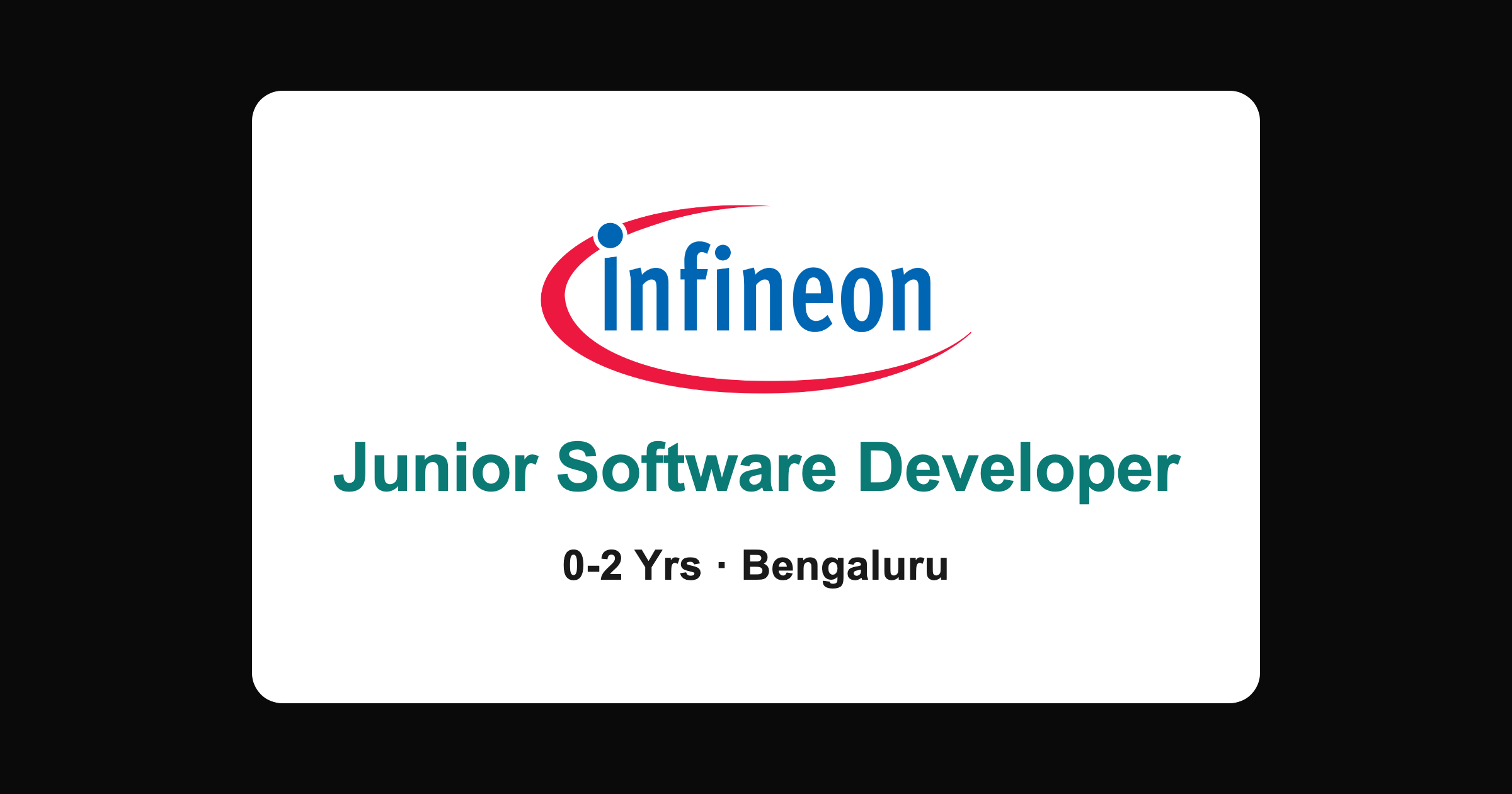 Infineon junior software developer hiring 2026 in Bengaluru
