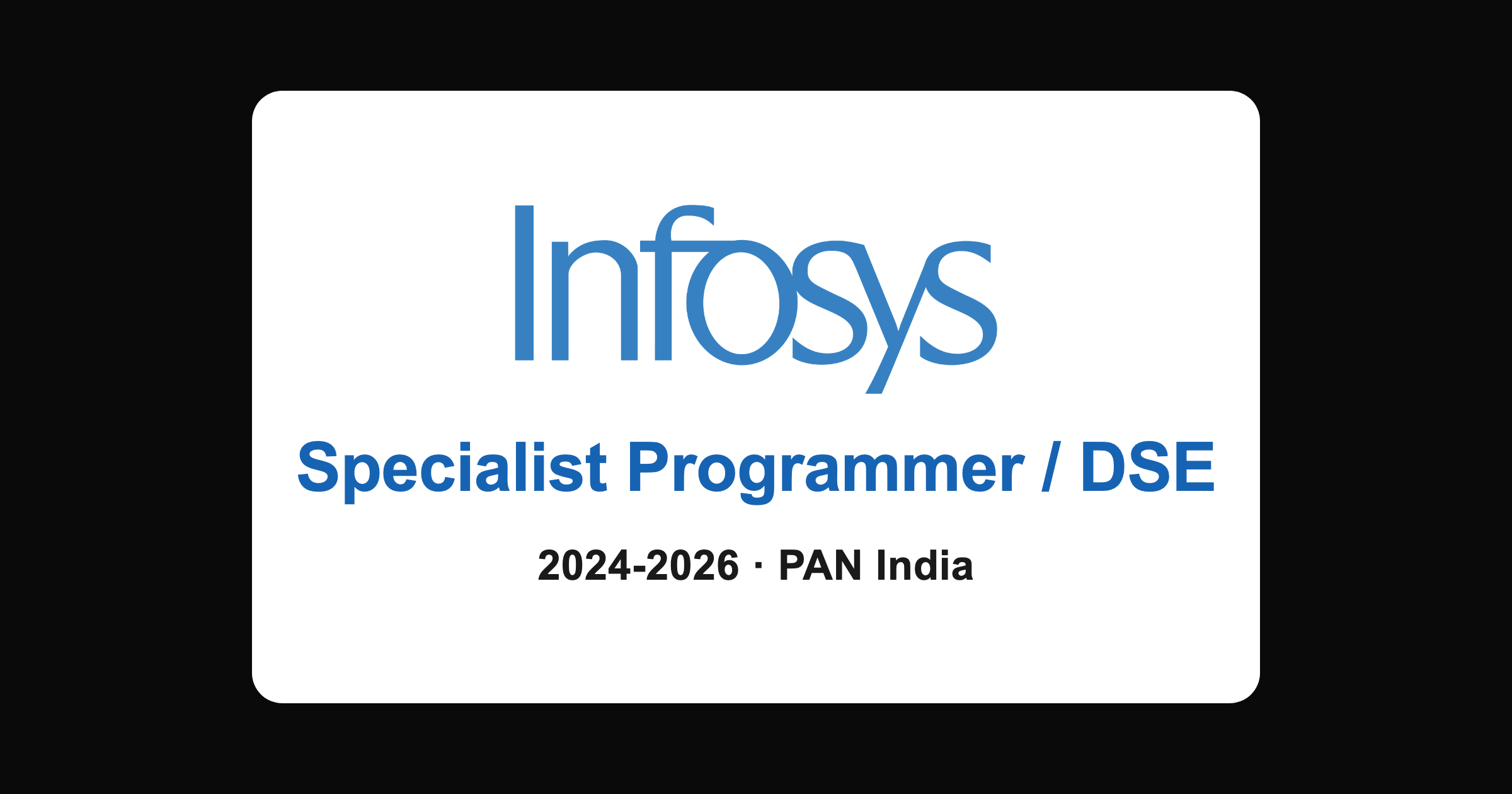 Infosys Specialist Programmer Off Campus Hiring 2026 for 2024 to 2026 Batches