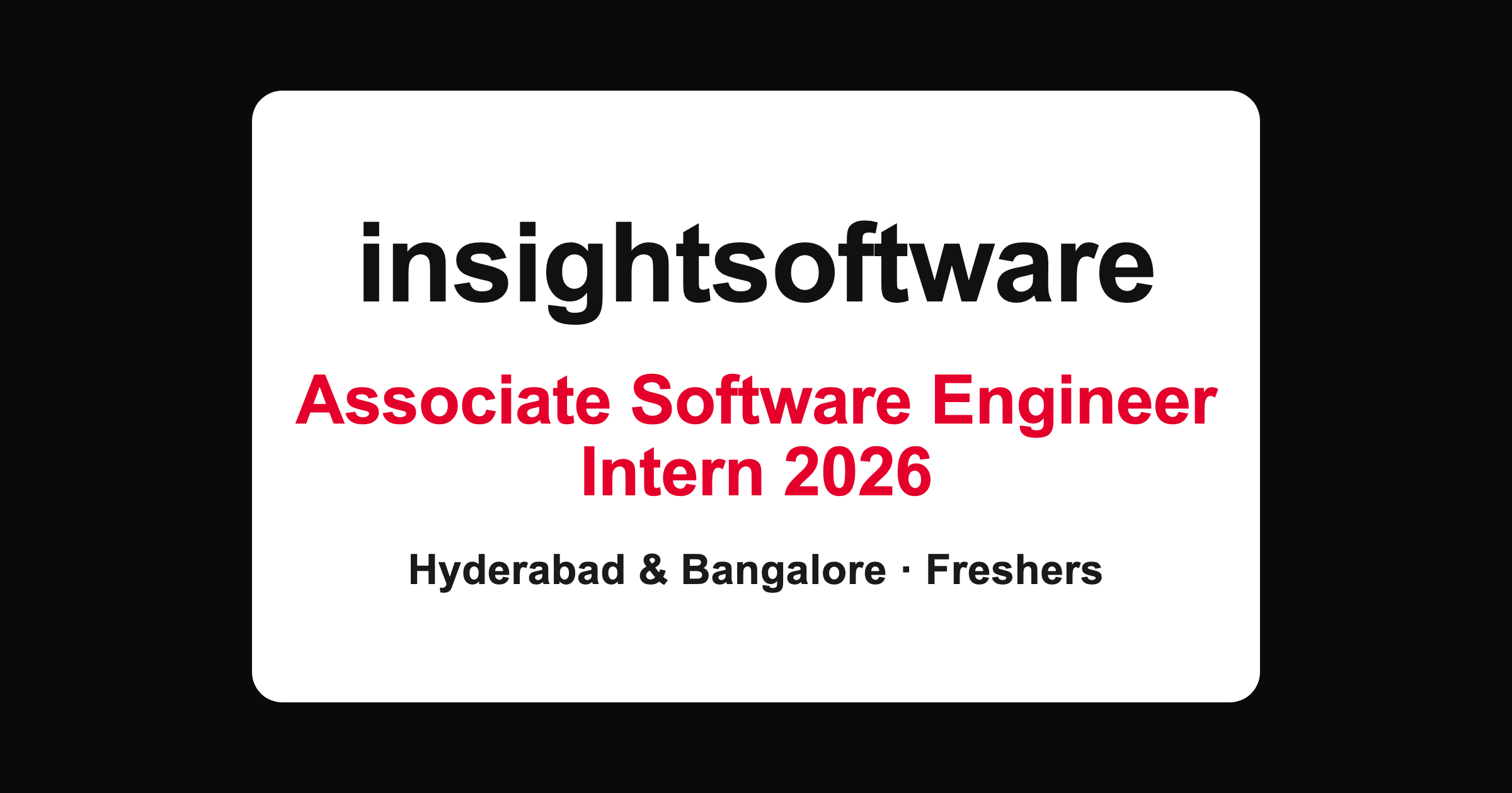 insightsoftware Associate Software Engineer Intern 2026 in Hyderabad