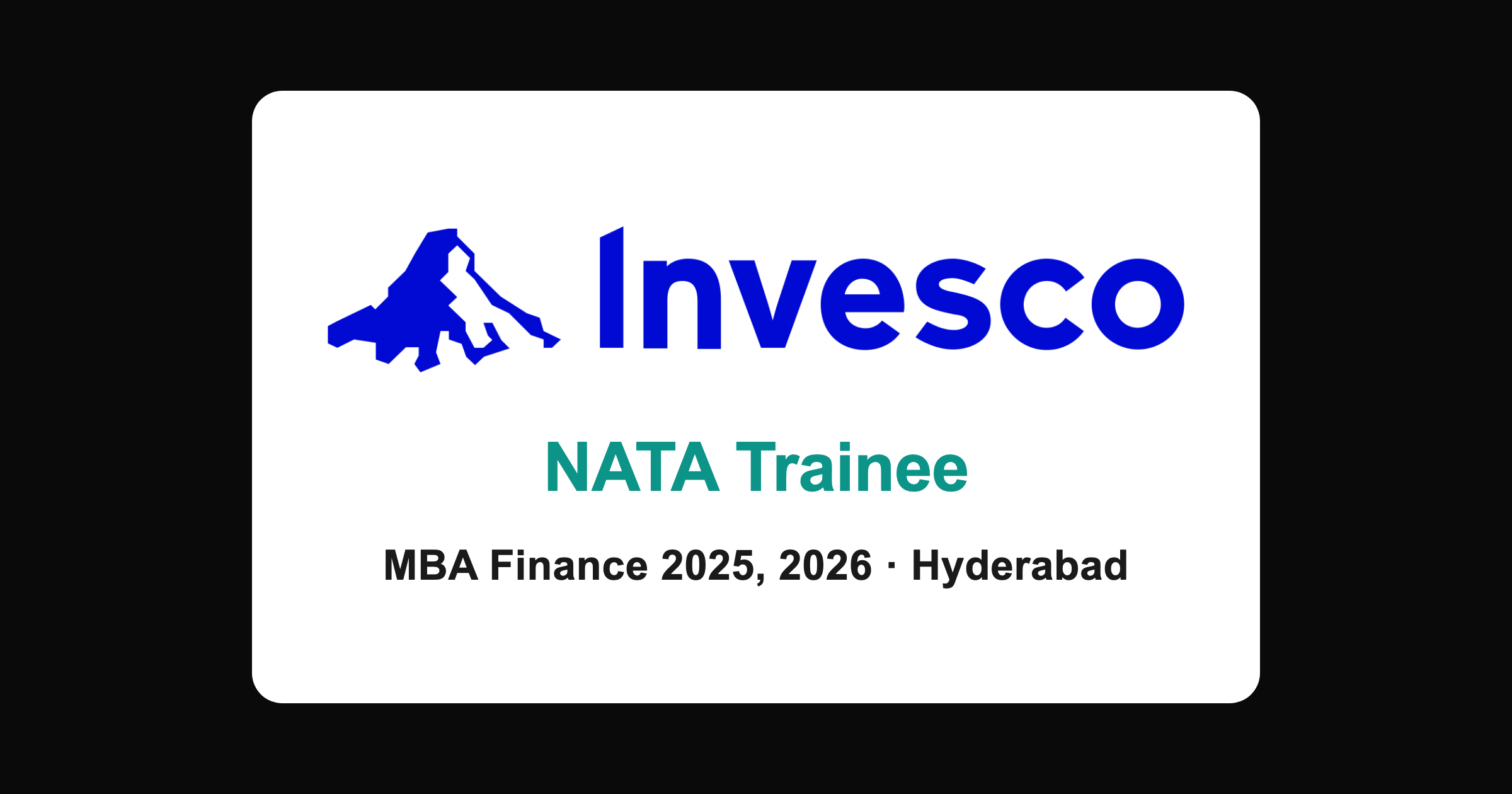 Invesco NATA Trainee hiring 2026: MBA freshers, Hyderabad