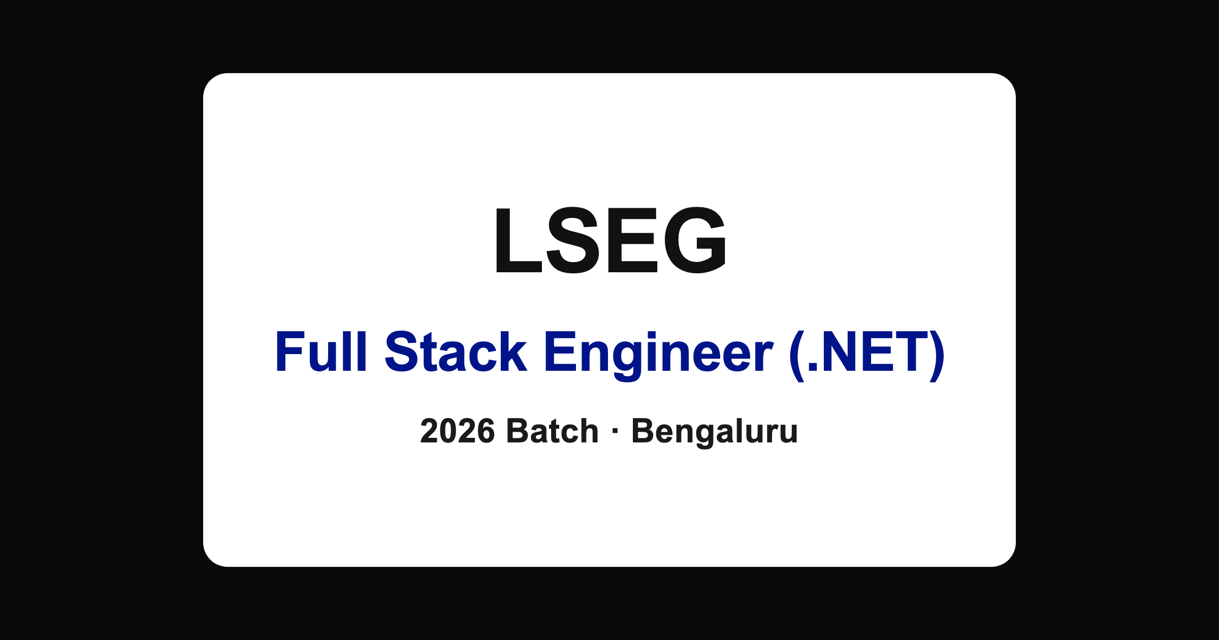 LSEG Full Stack Software Engineer Jobs in Bangalore 2026