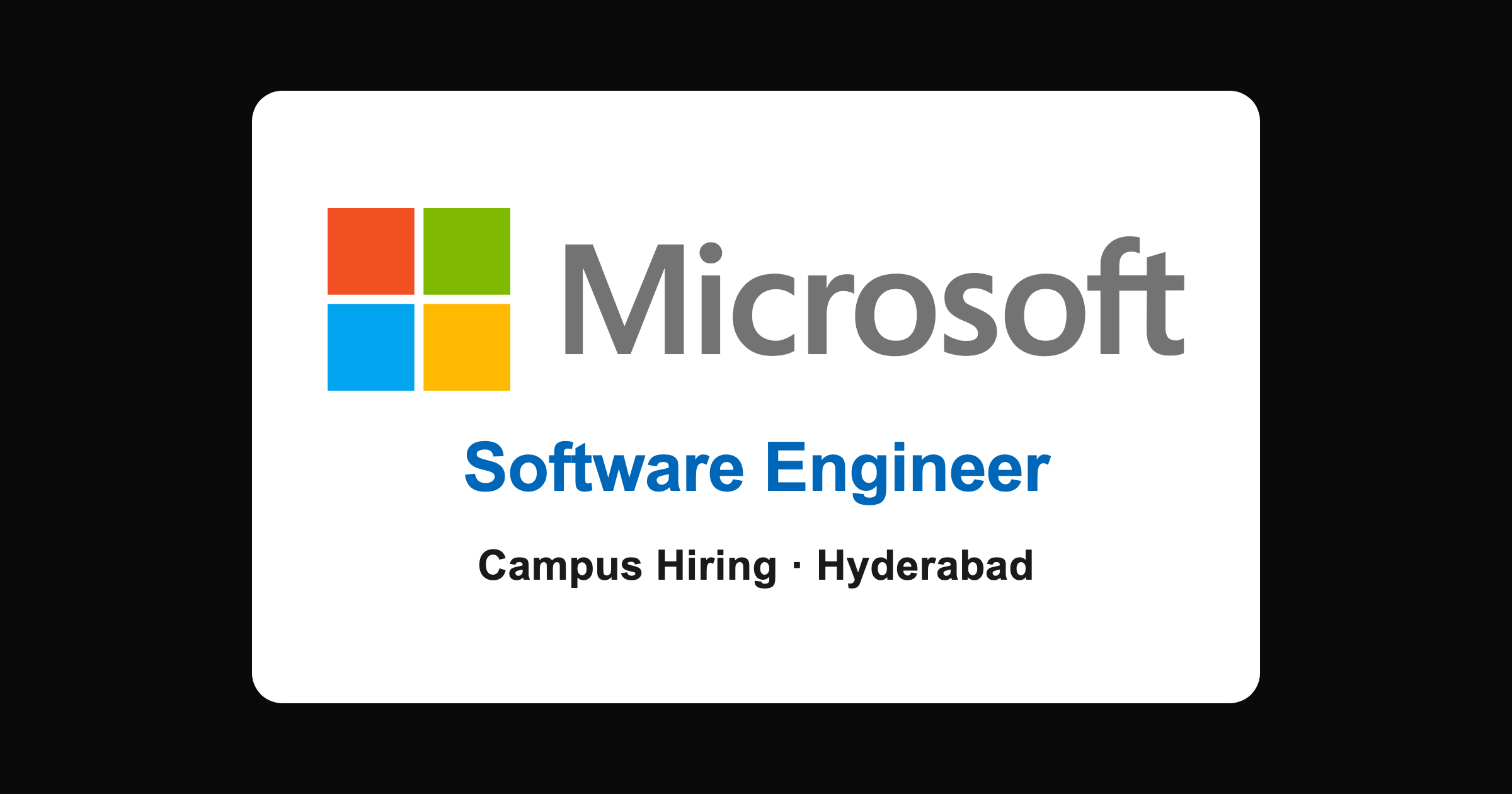Microsoft campus hiring 2026: Software Engineer, Hyderabad