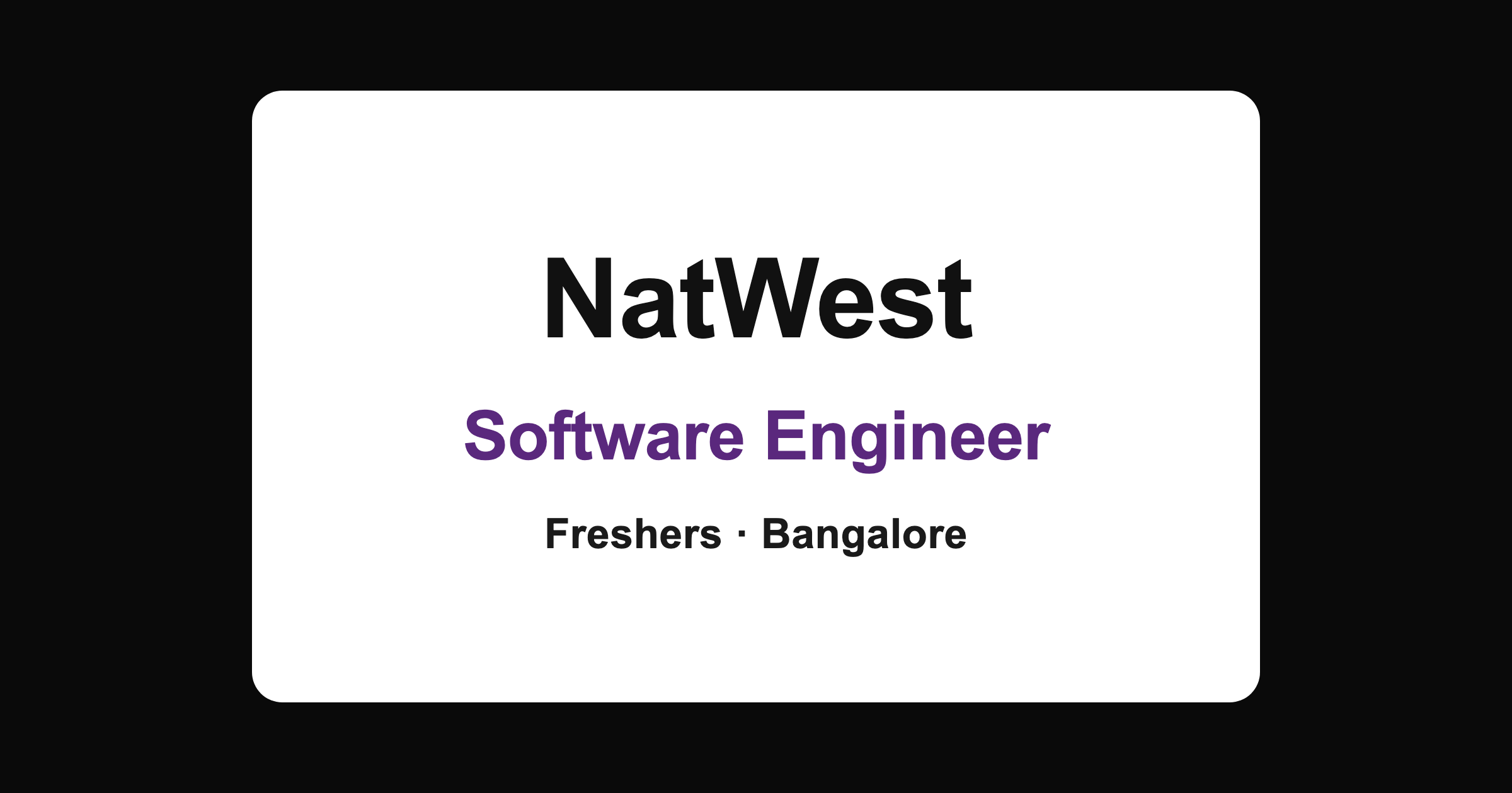 NatWest Software Engineer Job in Bangalore 2026: Associate Role, Full Time