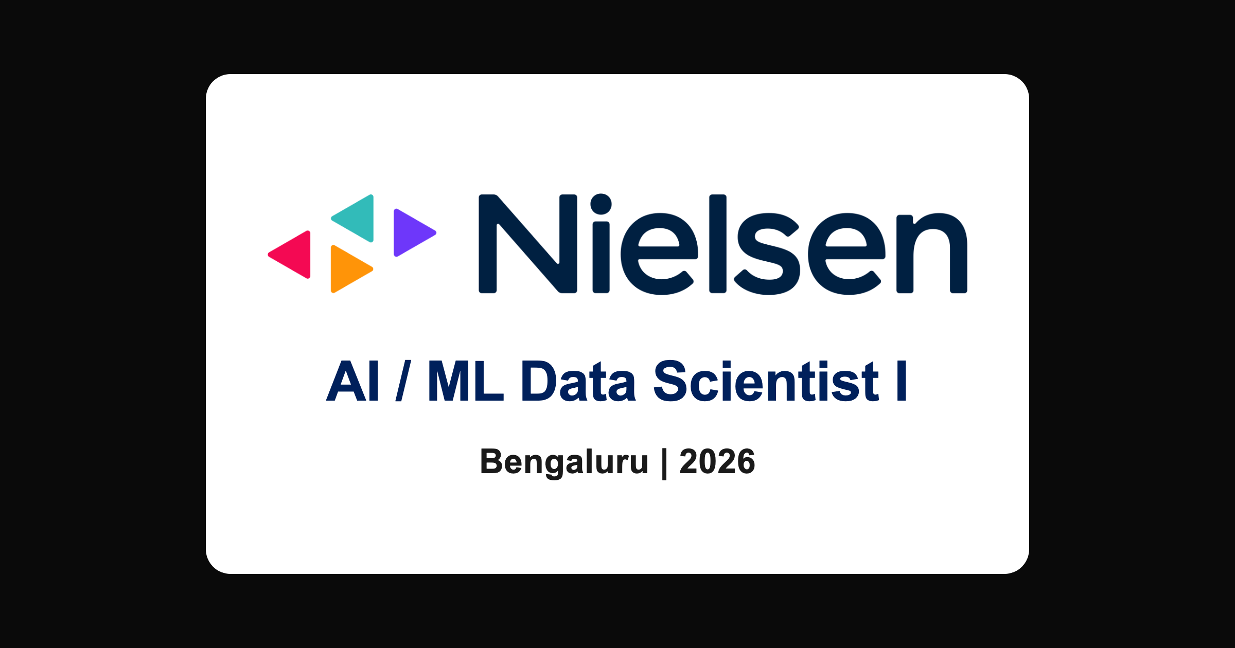 Nielsen AI ML data scientist I recruitment 2026, Bengaluru
