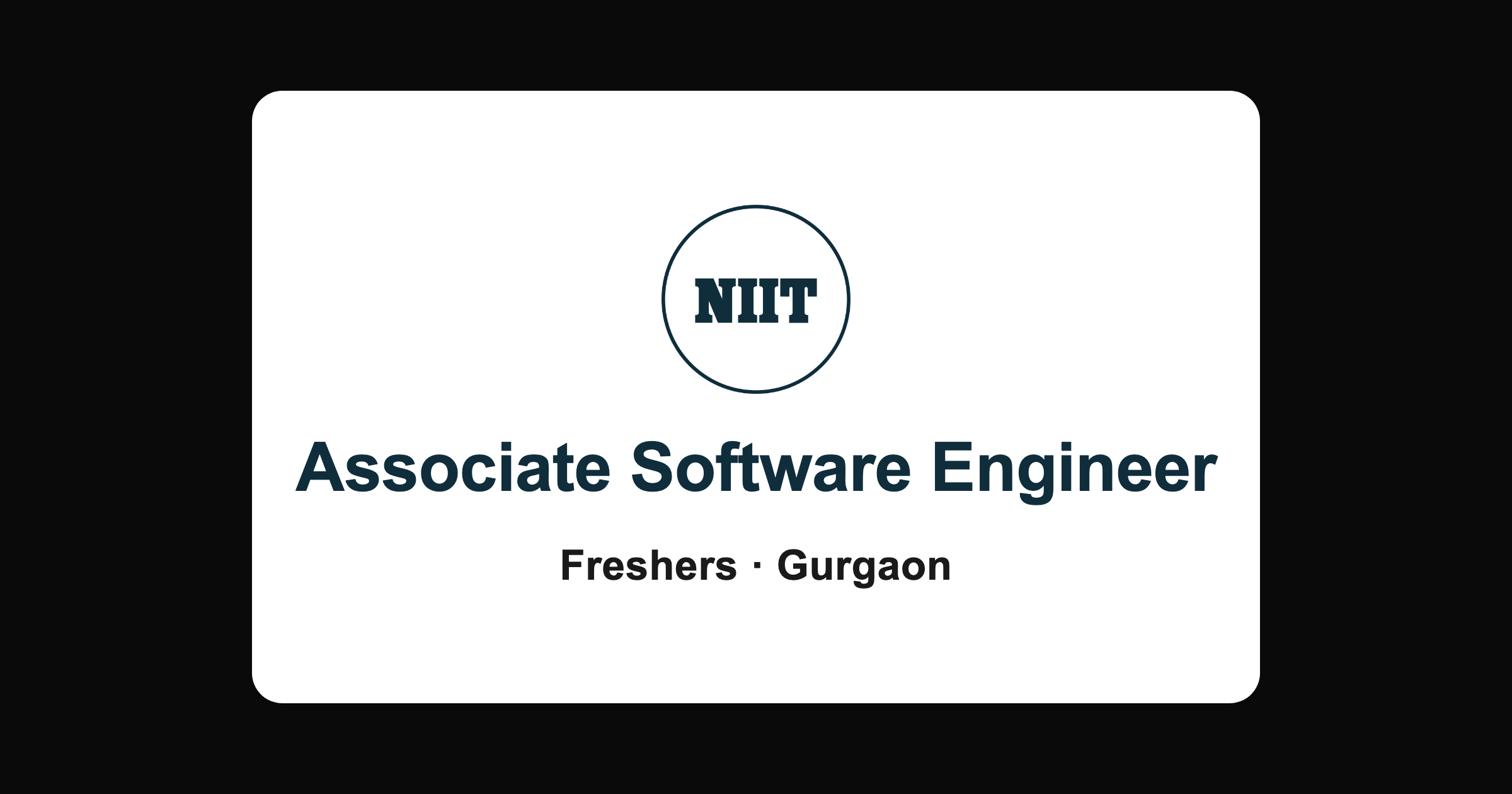 NIIT associate software engineer hiring 2026, Gurgaon freshers