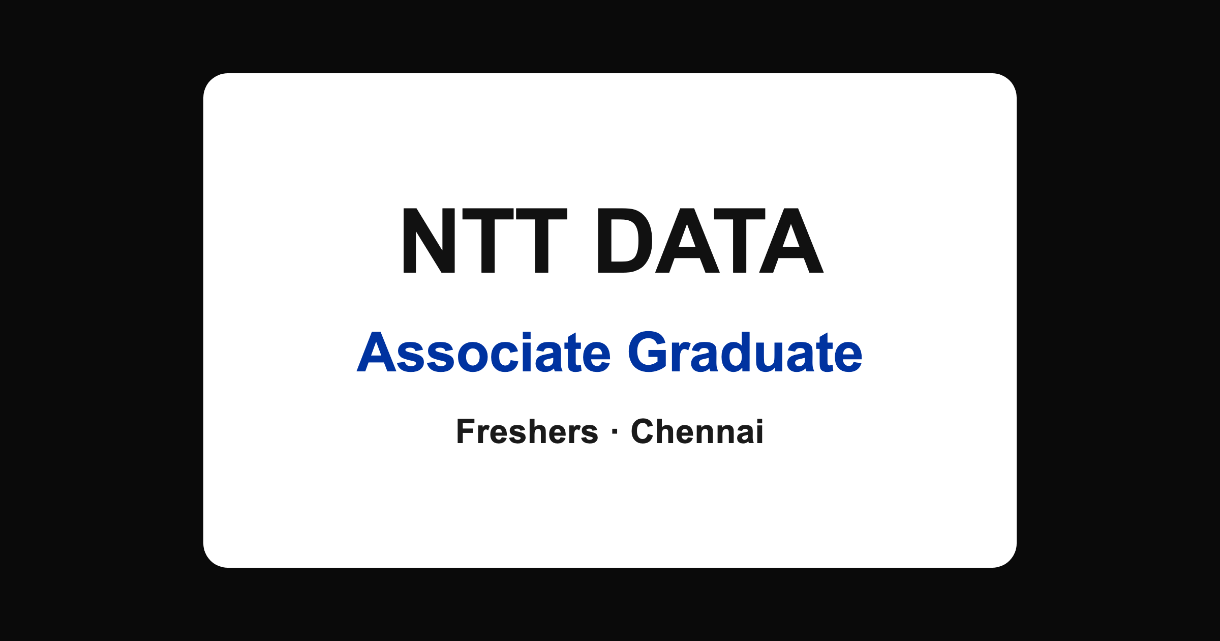NTT DATA Associate Graduate Jobs in Chennai 2026 for Freshers