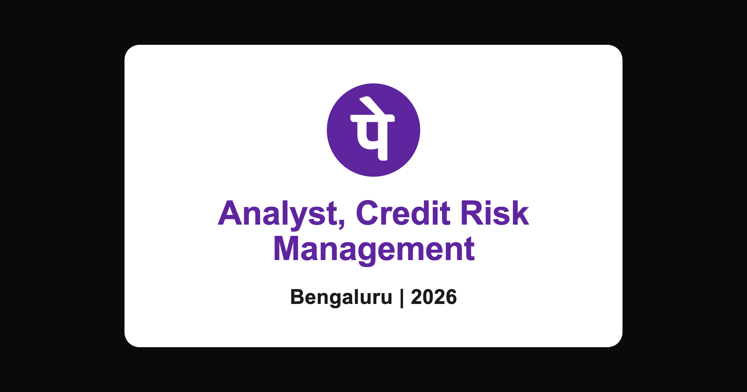PhonePe credit risk analyst recruitment 2026, Bengaluru freshers