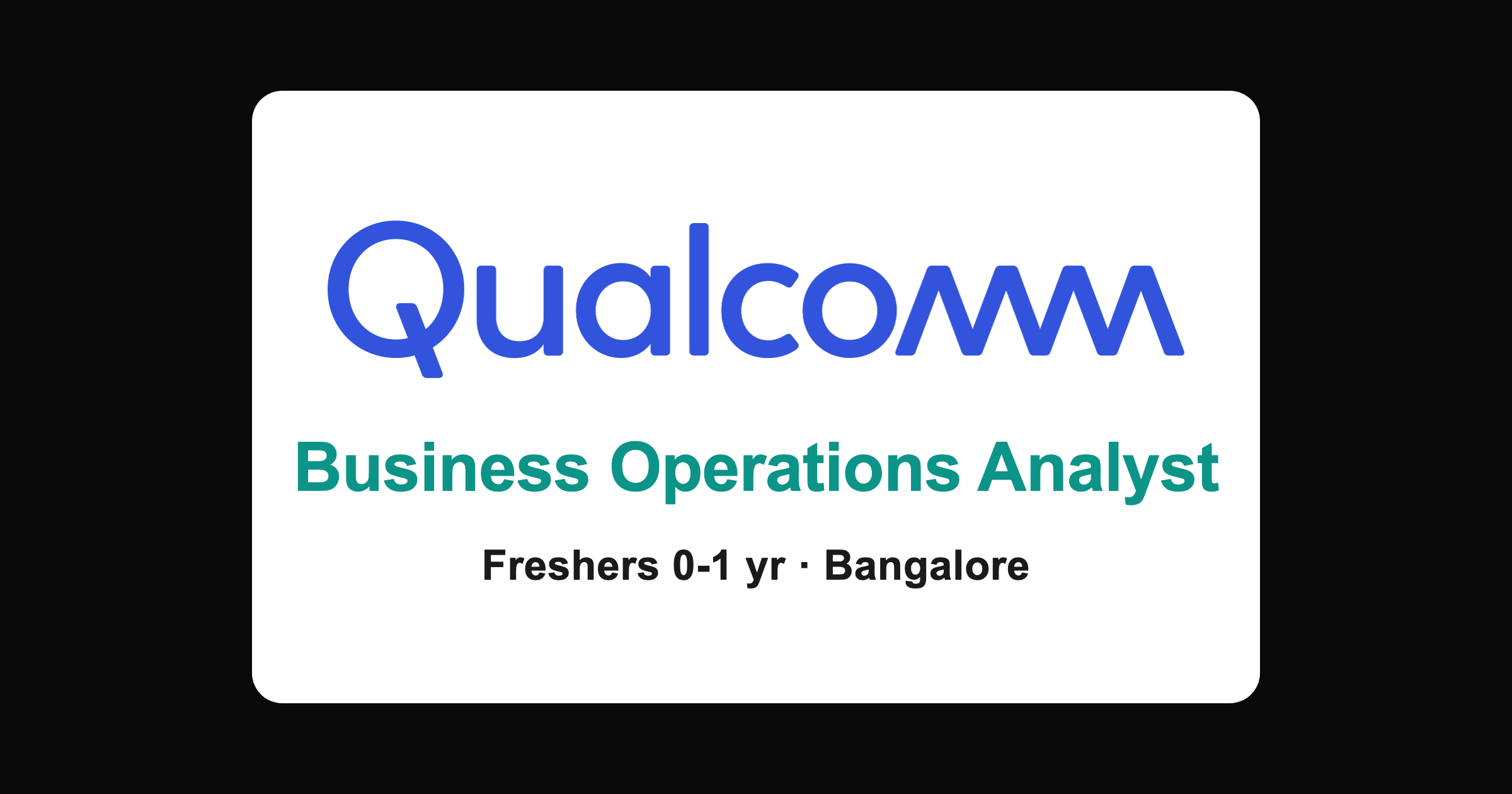 Qualcomm Business Operations Analyst hiring 2026, Bangalore