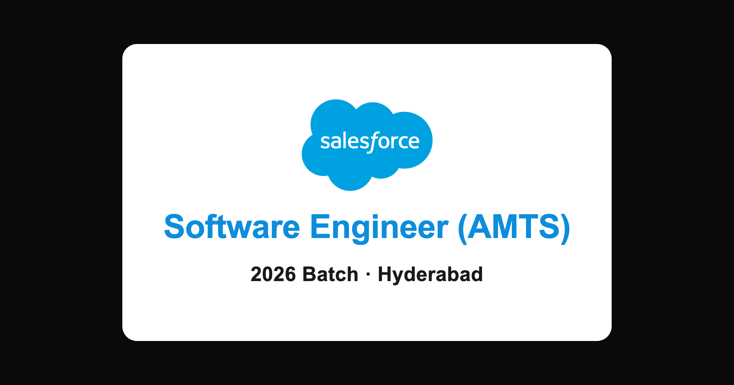 Salesforce Software Engineer (AMTS) 2026 Hiring for Freshers in Hyderabad