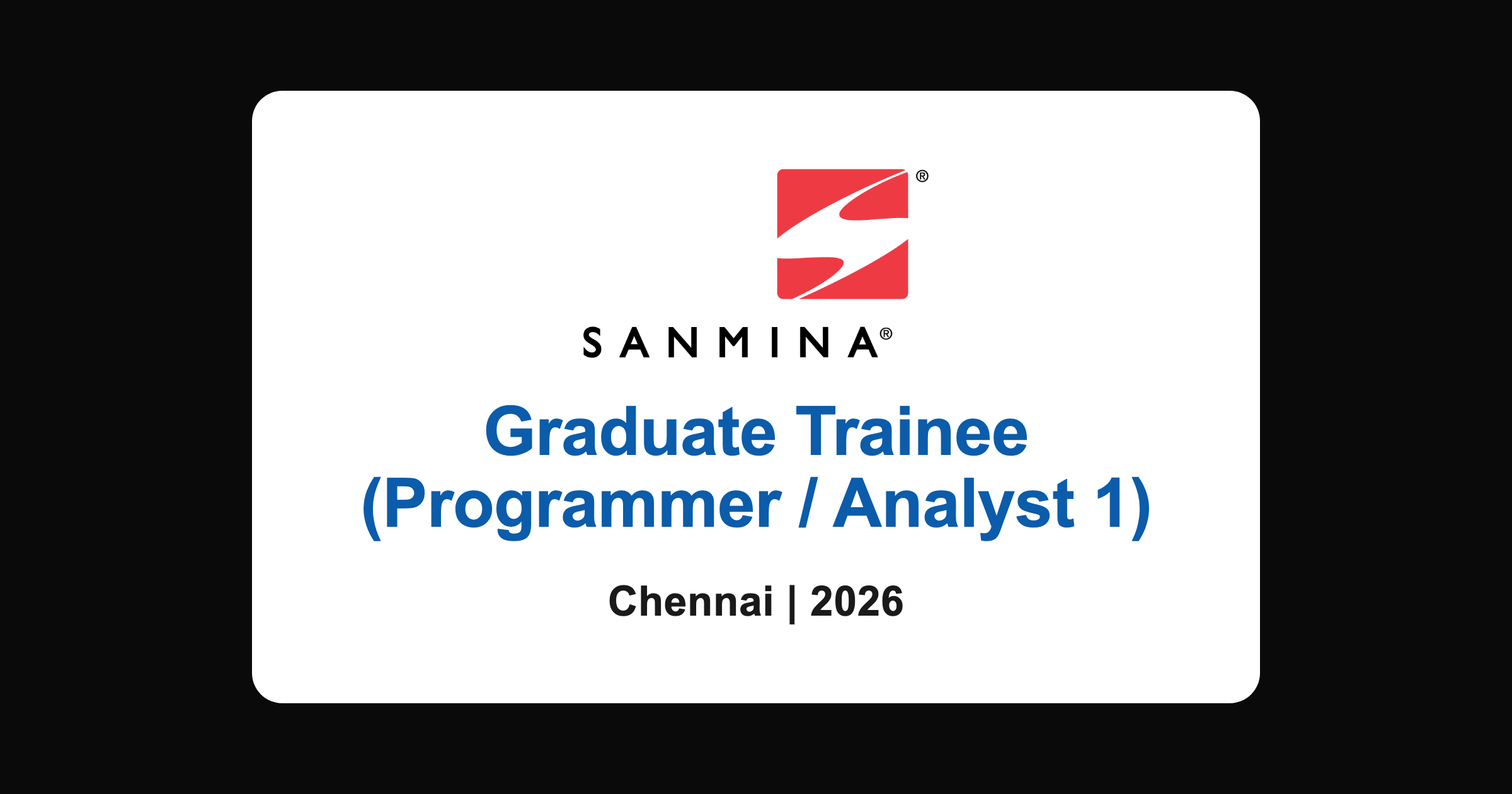 Sanmina graduate trainee recruitment 2026, Chennai freshers