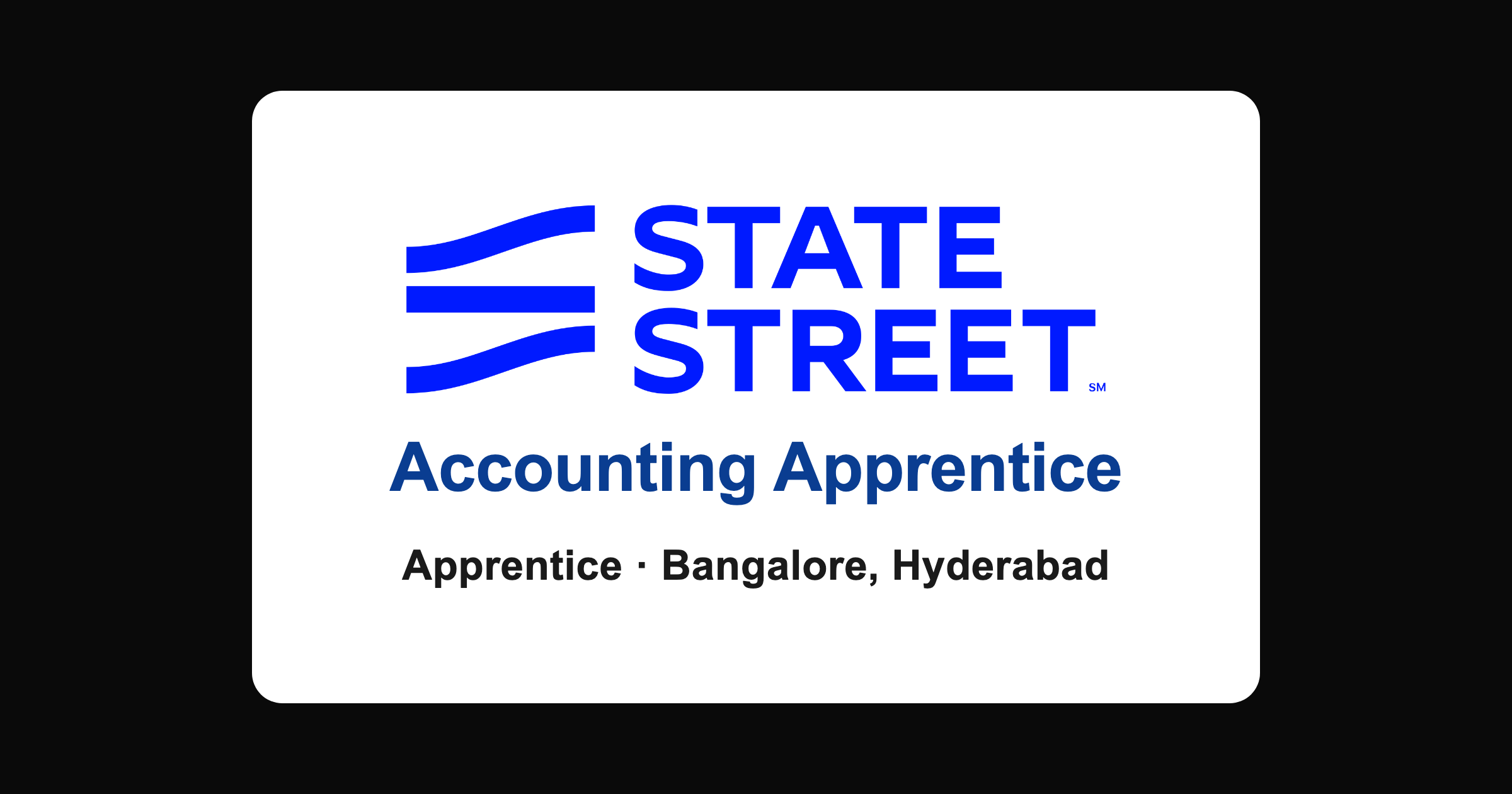 State Street apprentice 2026: accounting and finance, Bangalore