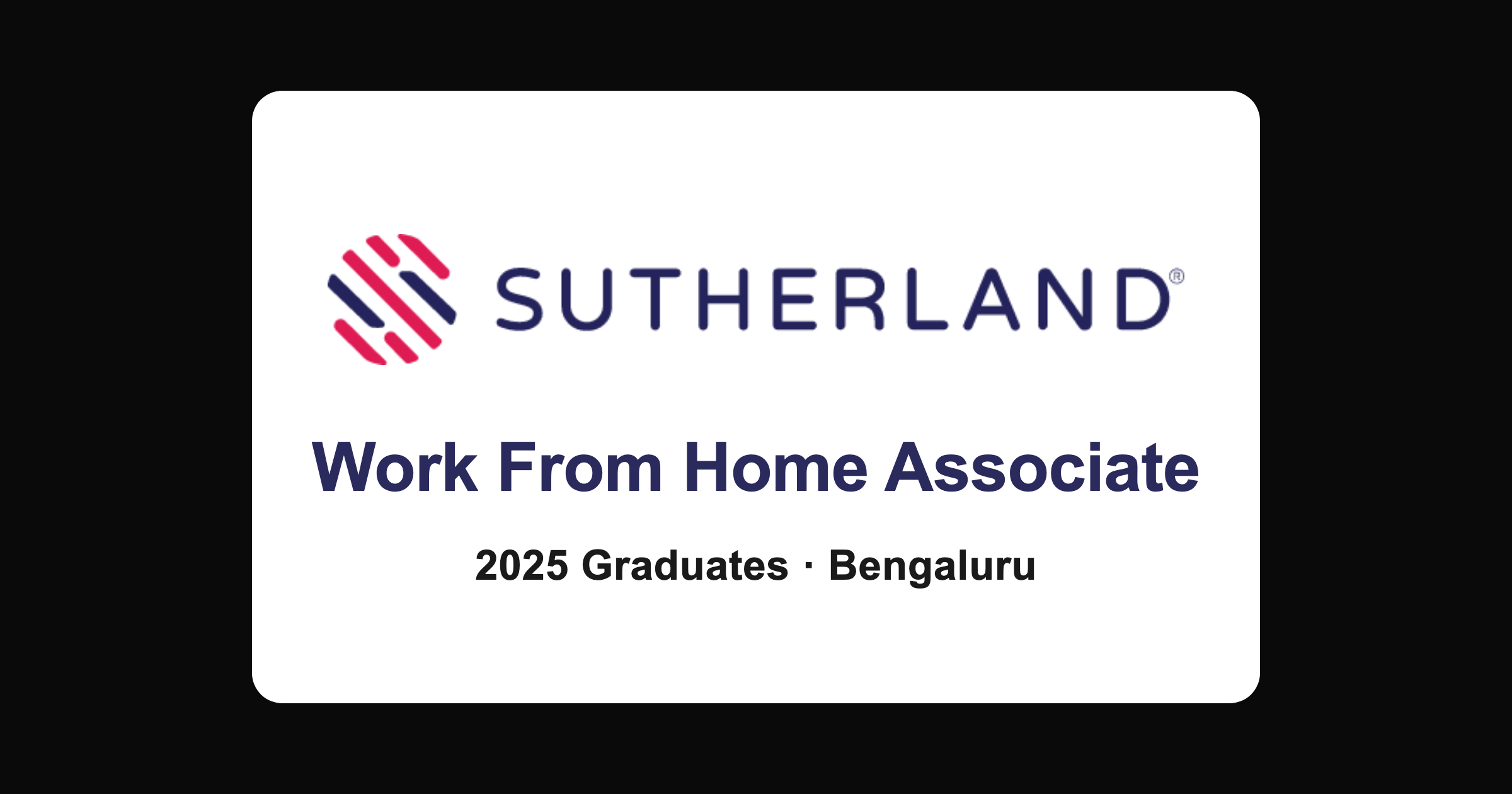 Sutherland work from home associate hiring 2026 for 2025 graduates