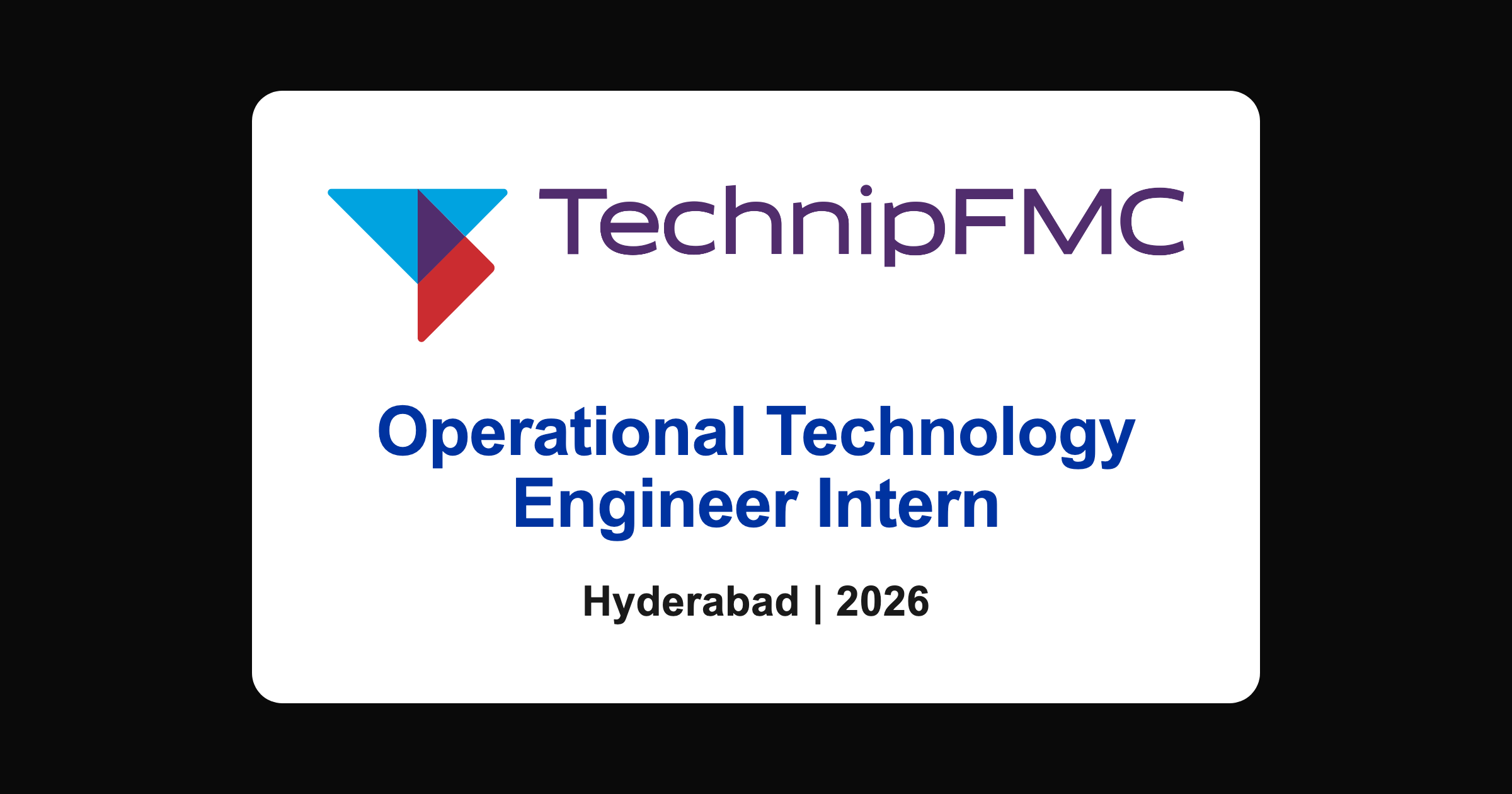 TechnipFMC operational technology engineer intern 2026, Hyderabad