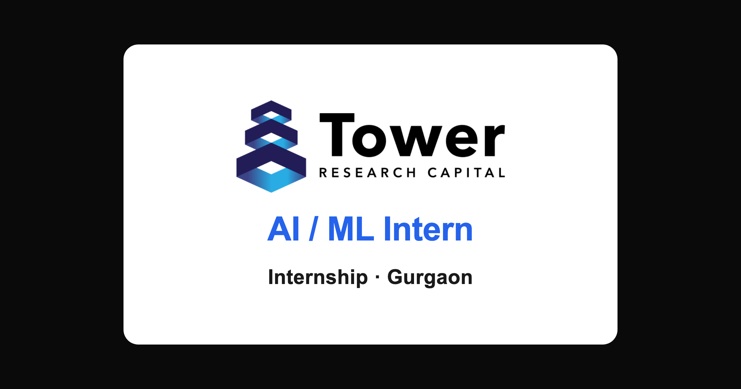 Tower Research Capital Intern - AI/ML Hiring 2026 | Classic Jobs Tower Research Capital AI ML internship 2027 hiring banner for students in Gurgaon, apply via Classic Jobs