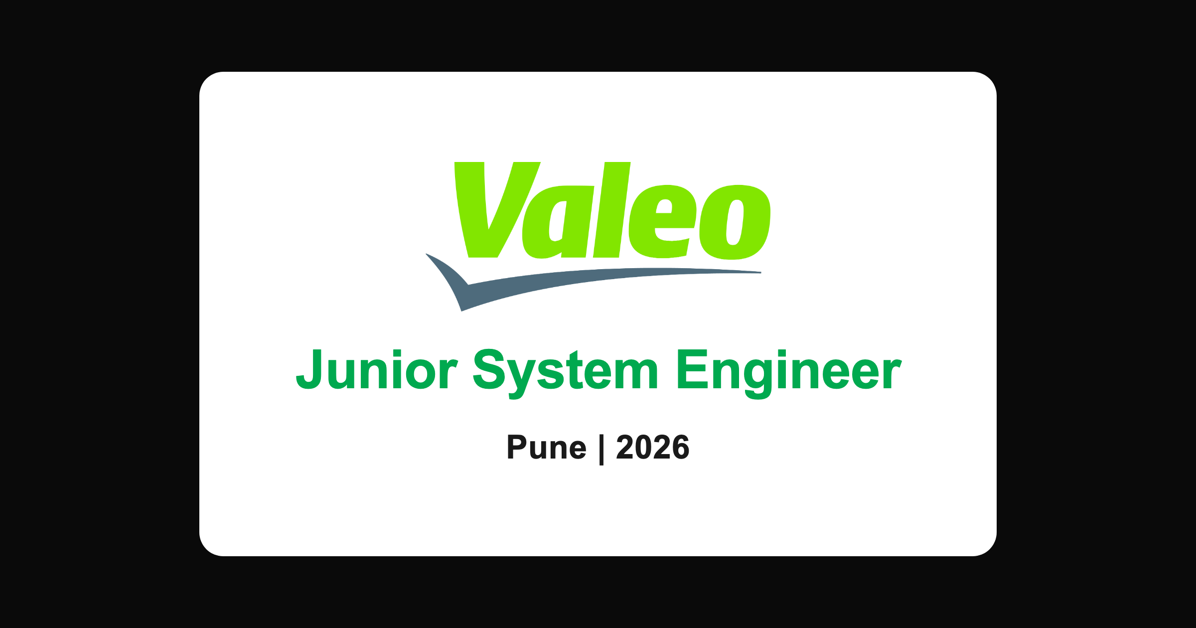 Valeo junior system engineer hiring 2026, Pune freshers