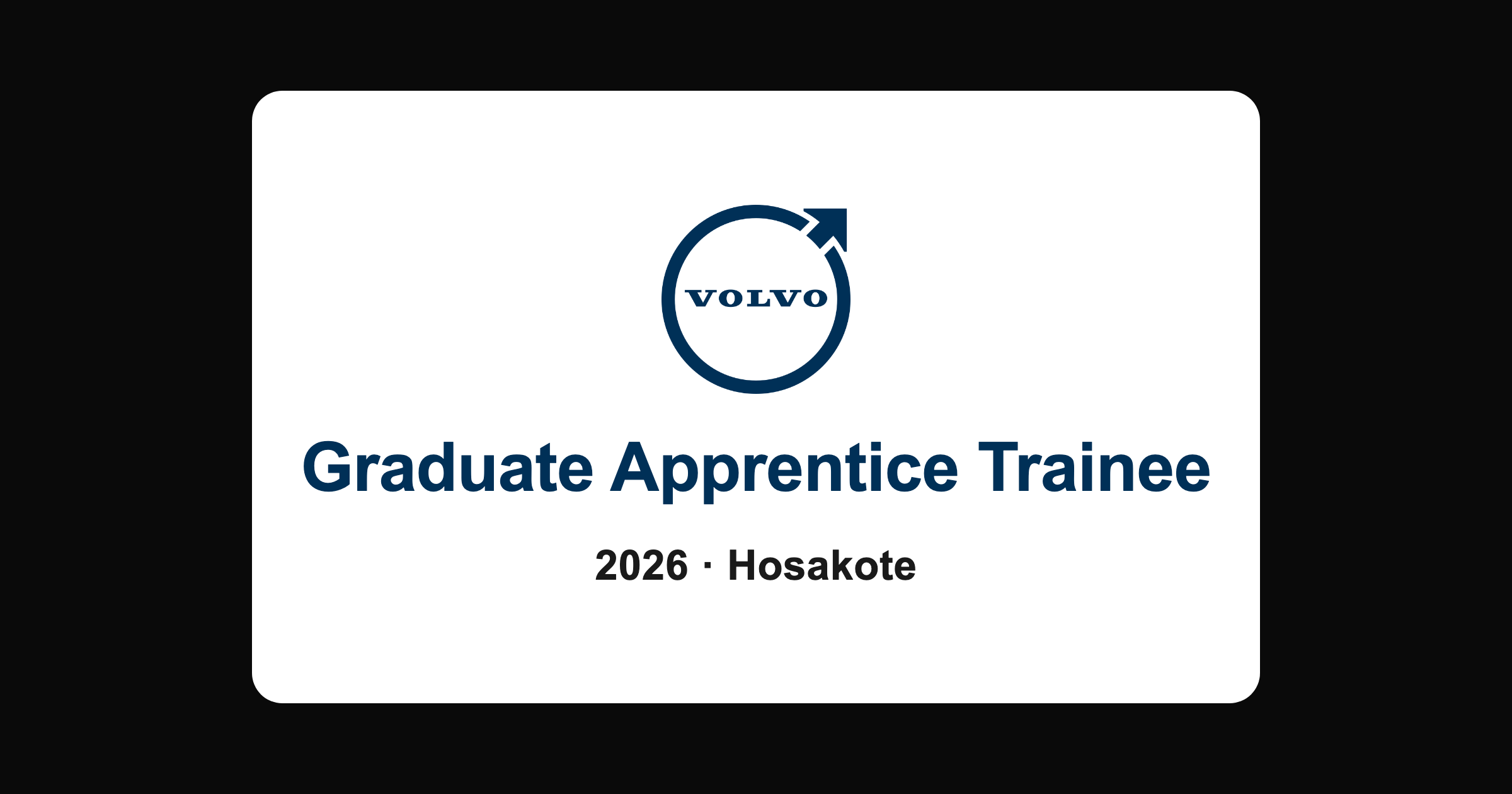 Volvo Graduate Apprentice Trainee Jobs 2026 in Hoskote, Bangalore